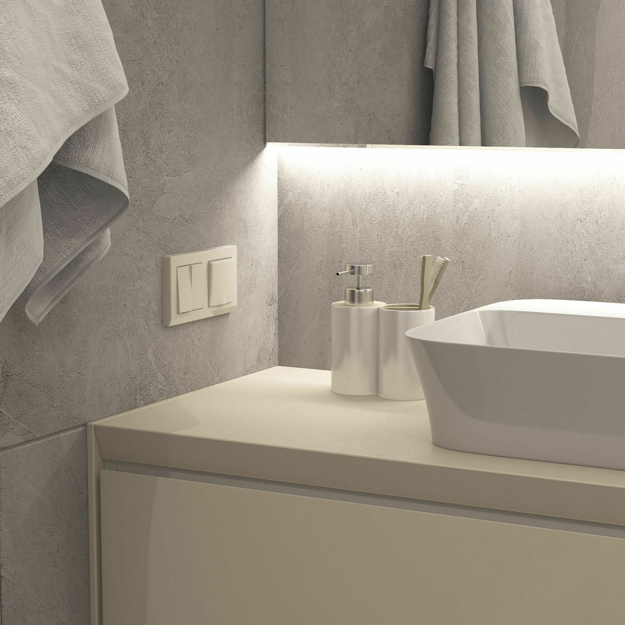 Изображение товара Розетка одинарная, с заземлением и шторками, c крышкой IP44 (айвори матовый) W1171262