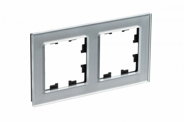 Изображение товара Рамка 2 поста, универсальная, Стекло алюминий,ATN320302 Atlas Design Nature Schneider electric