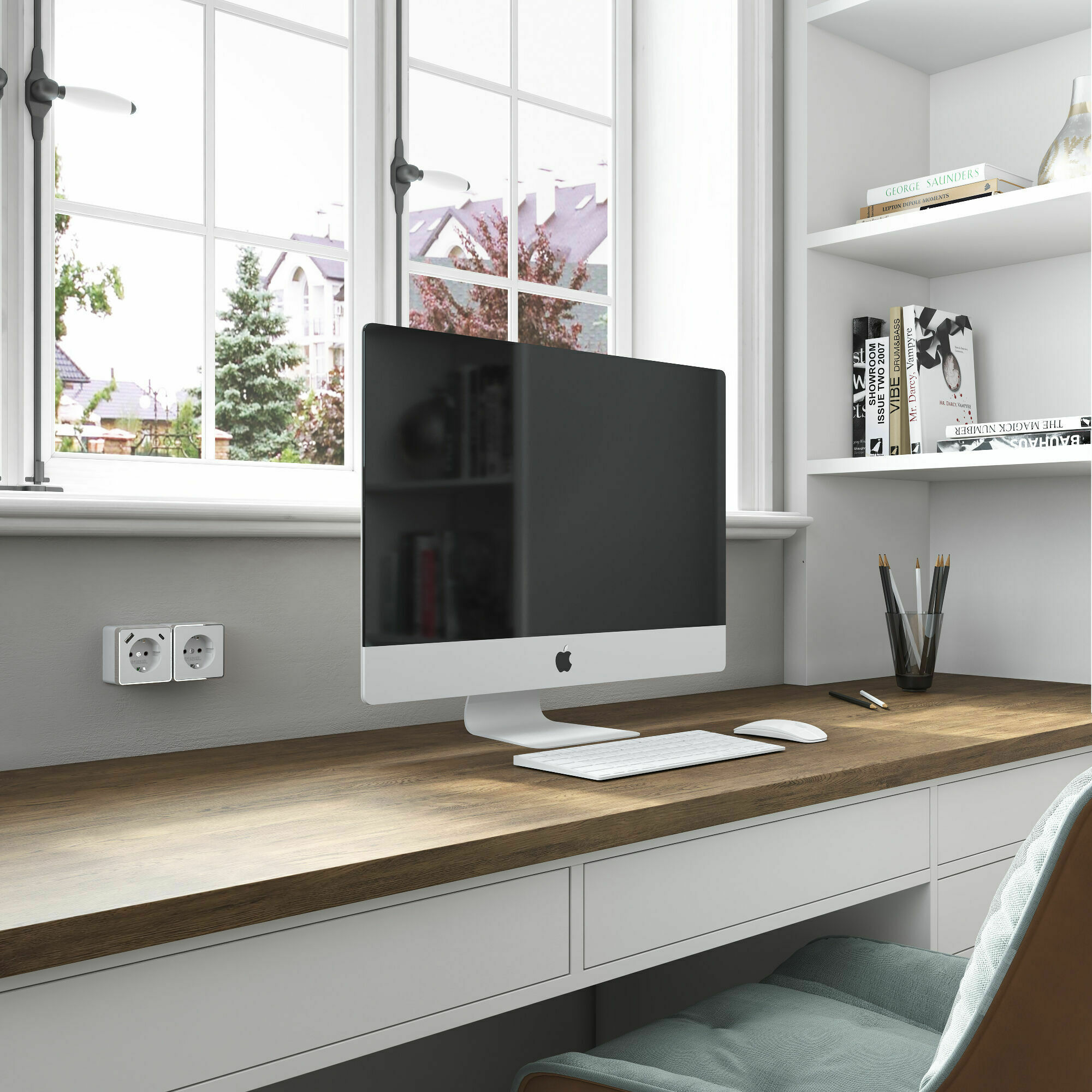 Изображение товара Розетка с заземлением, шторками и USB тип A+C (белый) W5071701 Gallant Werkel