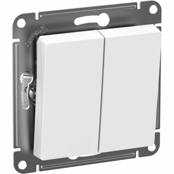 Изображение товара Выключатель 2-клавишный IP44, сх.5, 10АХ, механизм, Белый, ATN440151 Atlas Design Schneider electric