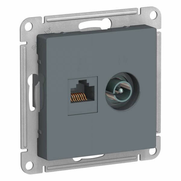 Изображение товара Розетка двойная комп+ТВ, RJ45+TV, кат.5E, механизм, Грифель, ATN000789 Atlas Design Schneider electric