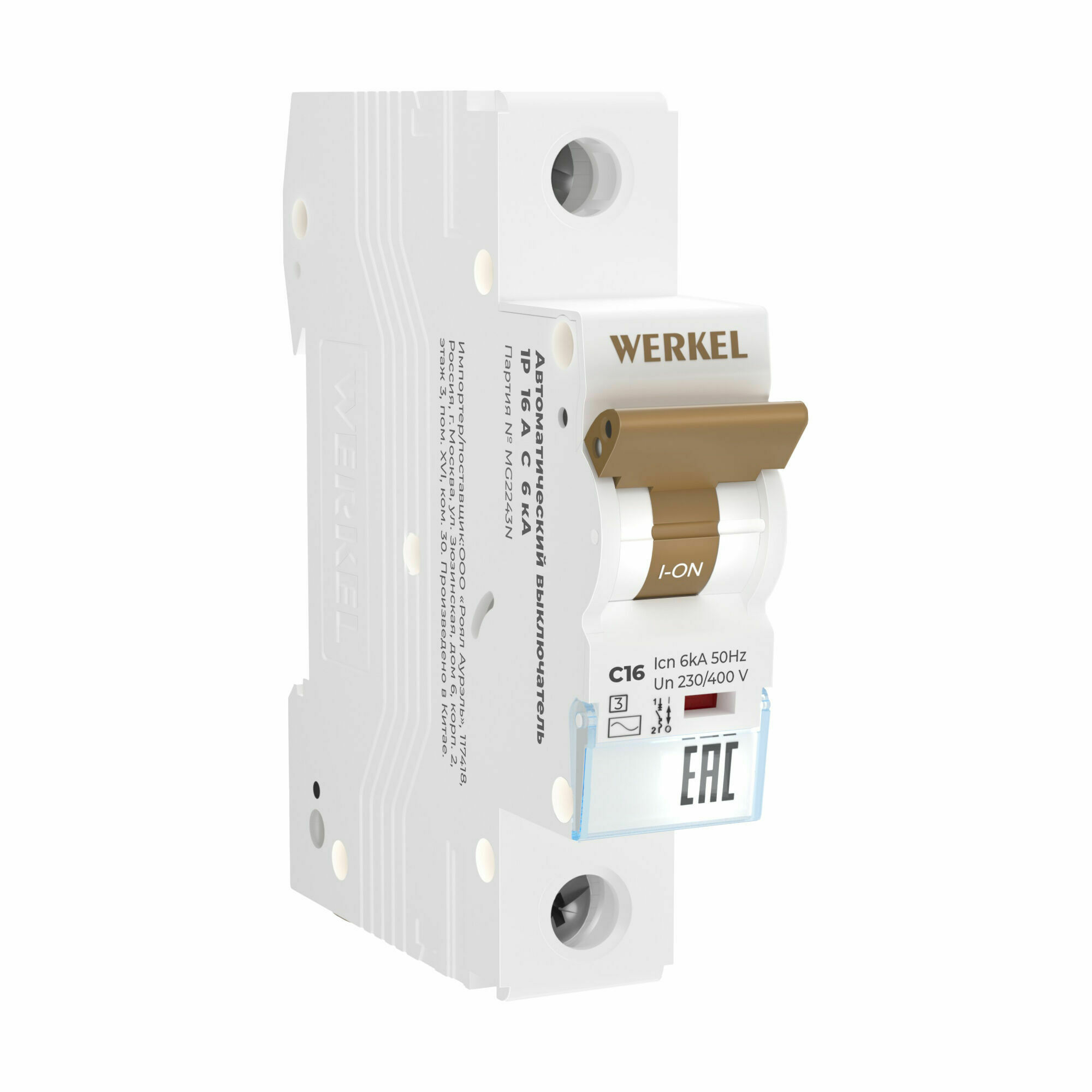 Изображение товара Автоматический выключатель 1P 16 A C 6 кА W901P166 Werkel