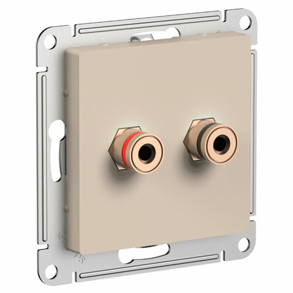 Изображение товара Аудиорозетка двойная, Песочный, ATN001287 Atlas Design Nature Schneider electric