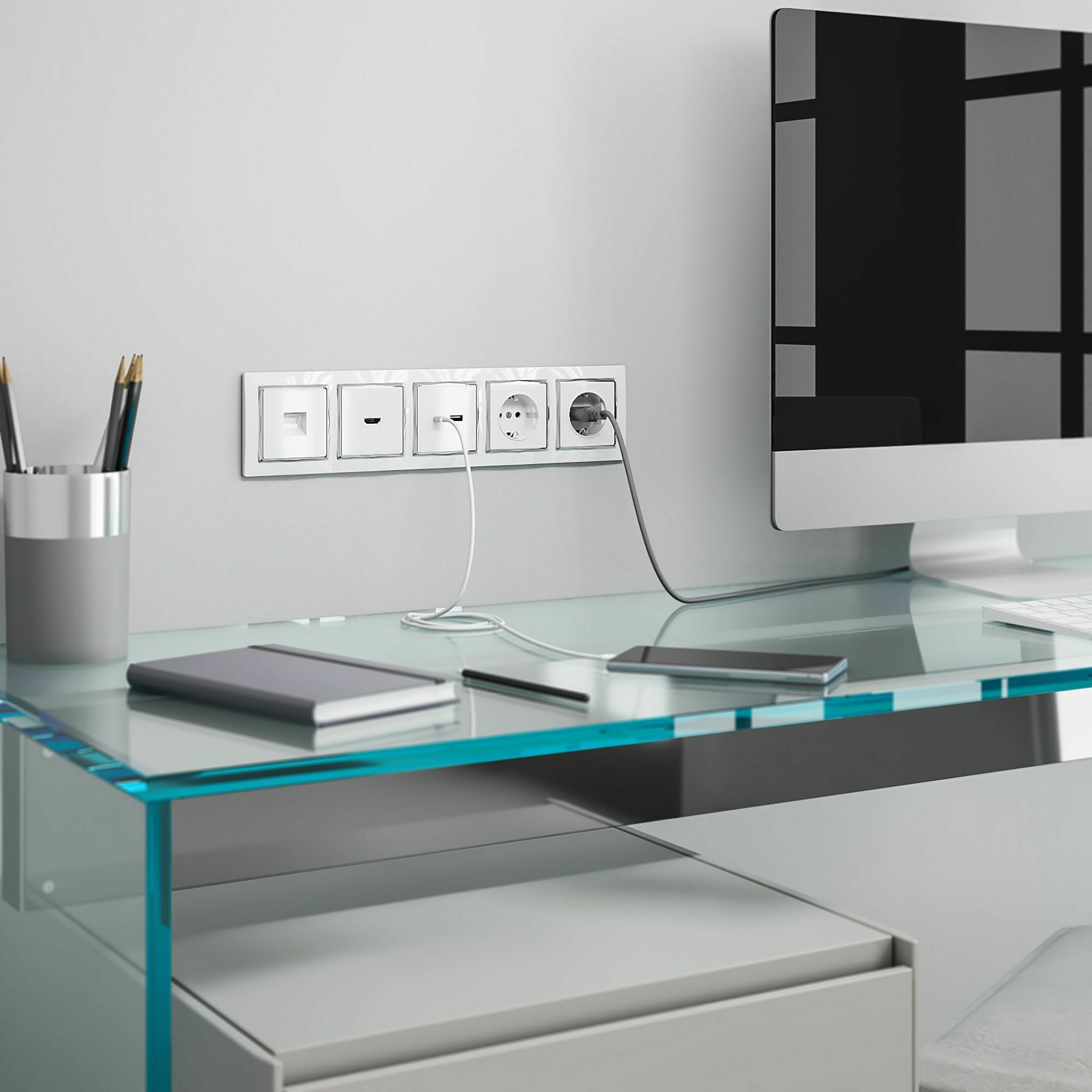 Изображение товара W0051901/ Рамка на 5 постов Snabb (белый/хром) Werkel