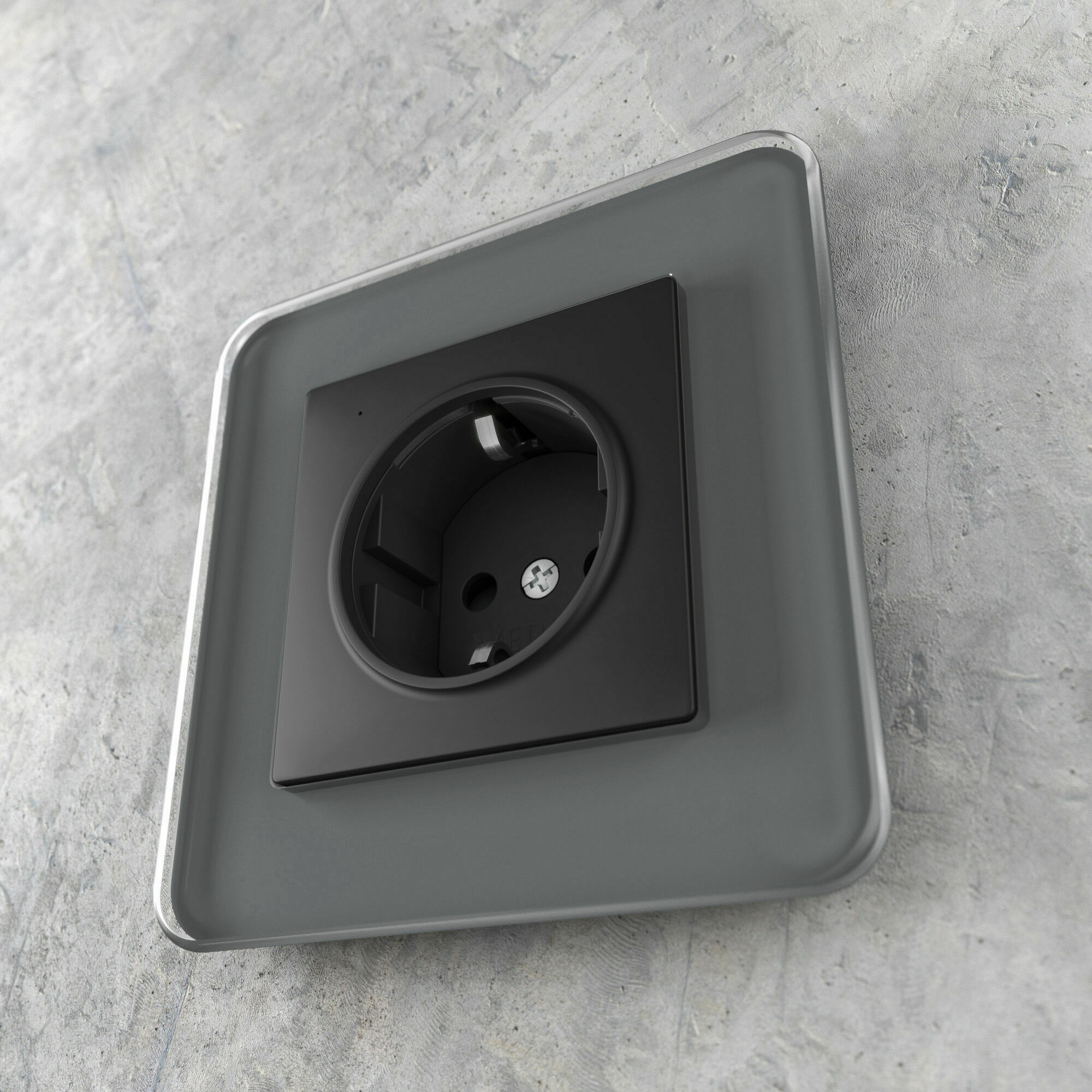 Изображение товара Розетка с подсветкой, одинарная, с заземлением, без шторок, винтовой зажим, 16А,  (чёрный матовый) W1171408 Werkel