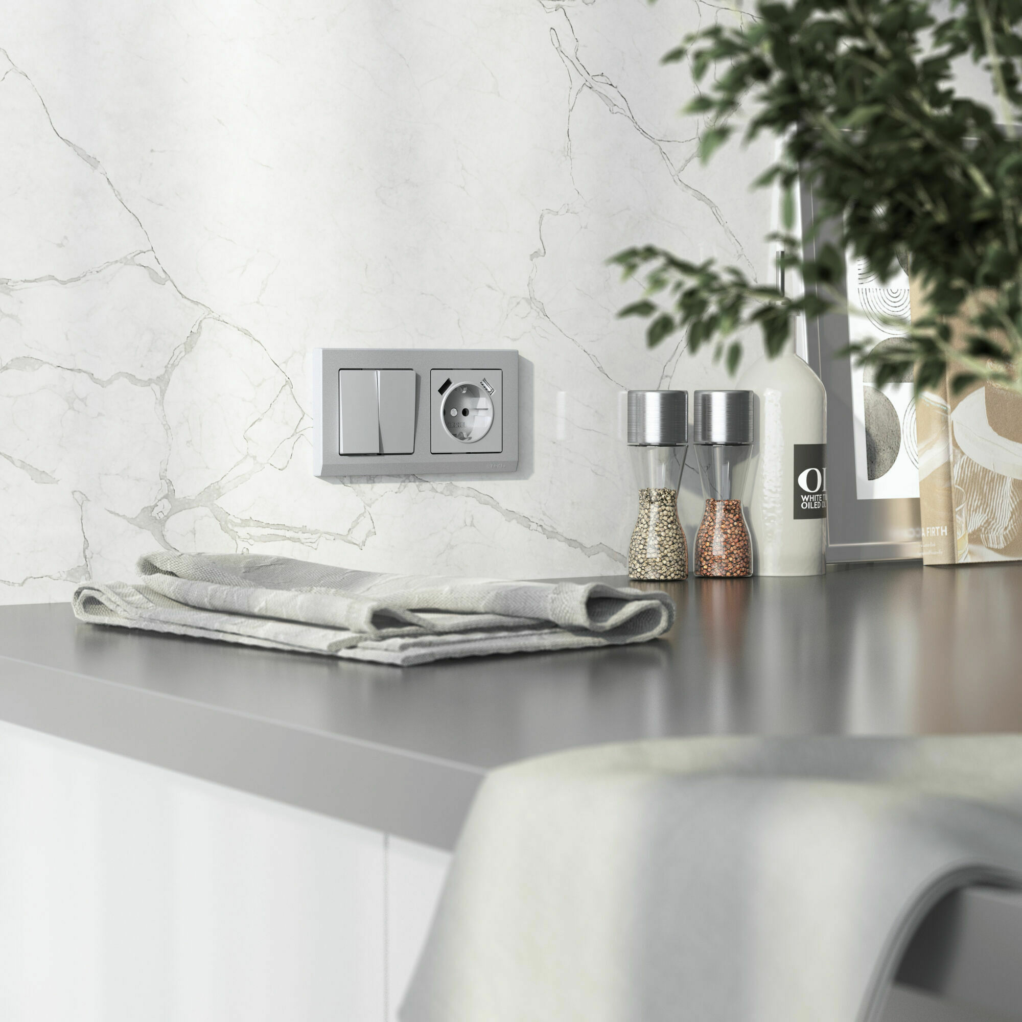 Изображение товара Перекрестный переключатель двухклавишный (серебряный матовый) W1123065