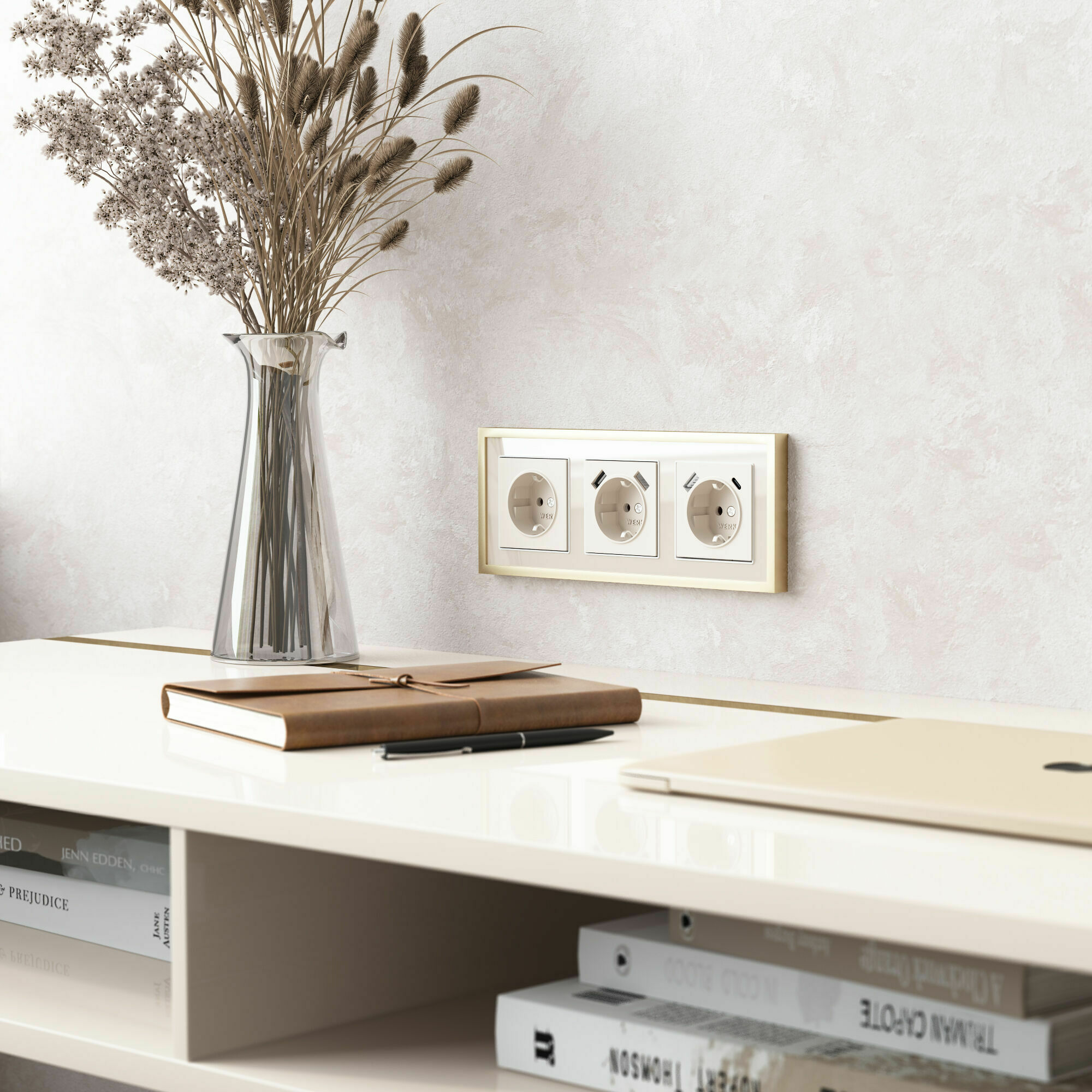 Изображение товара Рамка на 3 поста Baguette (айвори/латунь) W0032851 Werkel