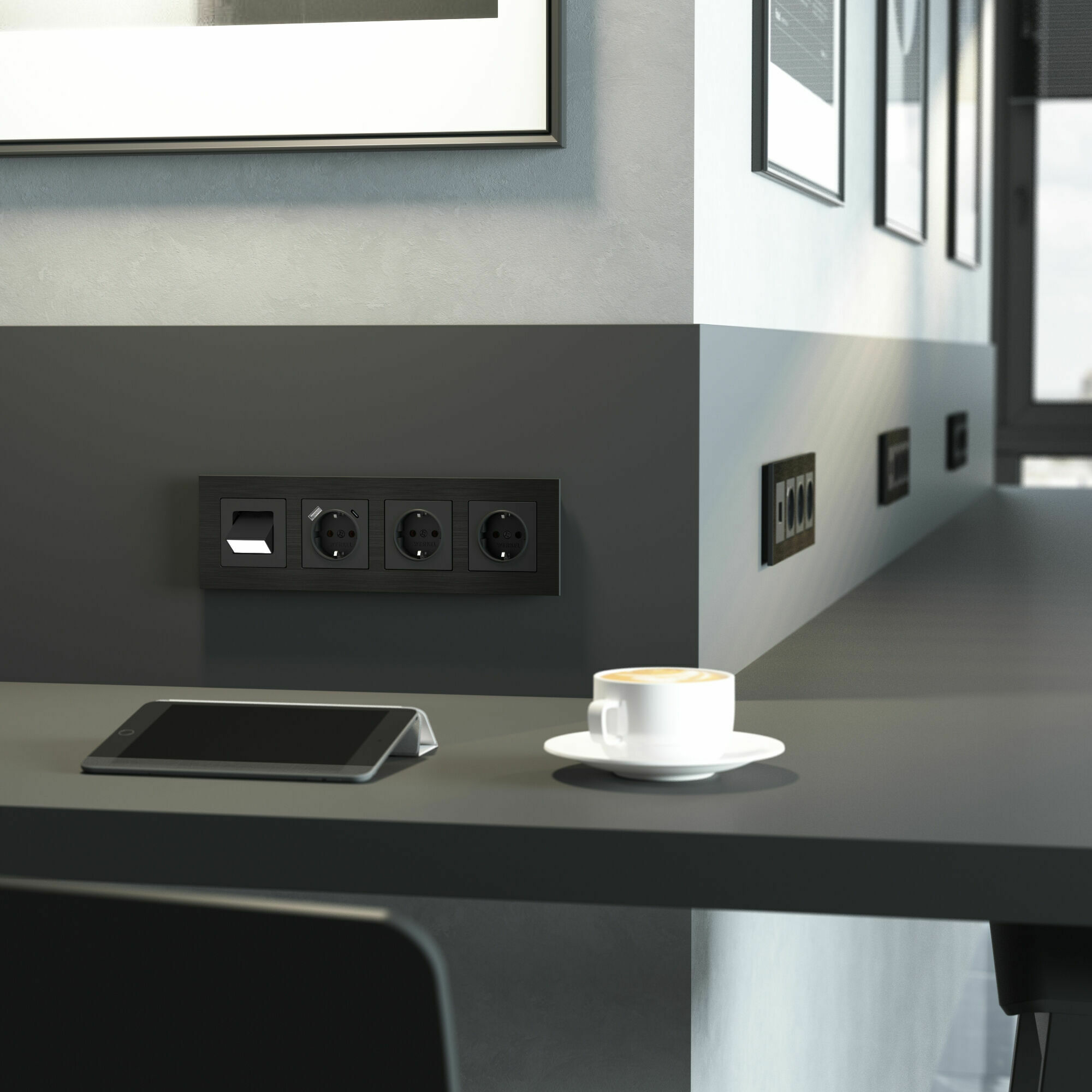 Изображение товара Рамка на 4 поста  AluMax (чёрный алюминий) W0043508 Werkel