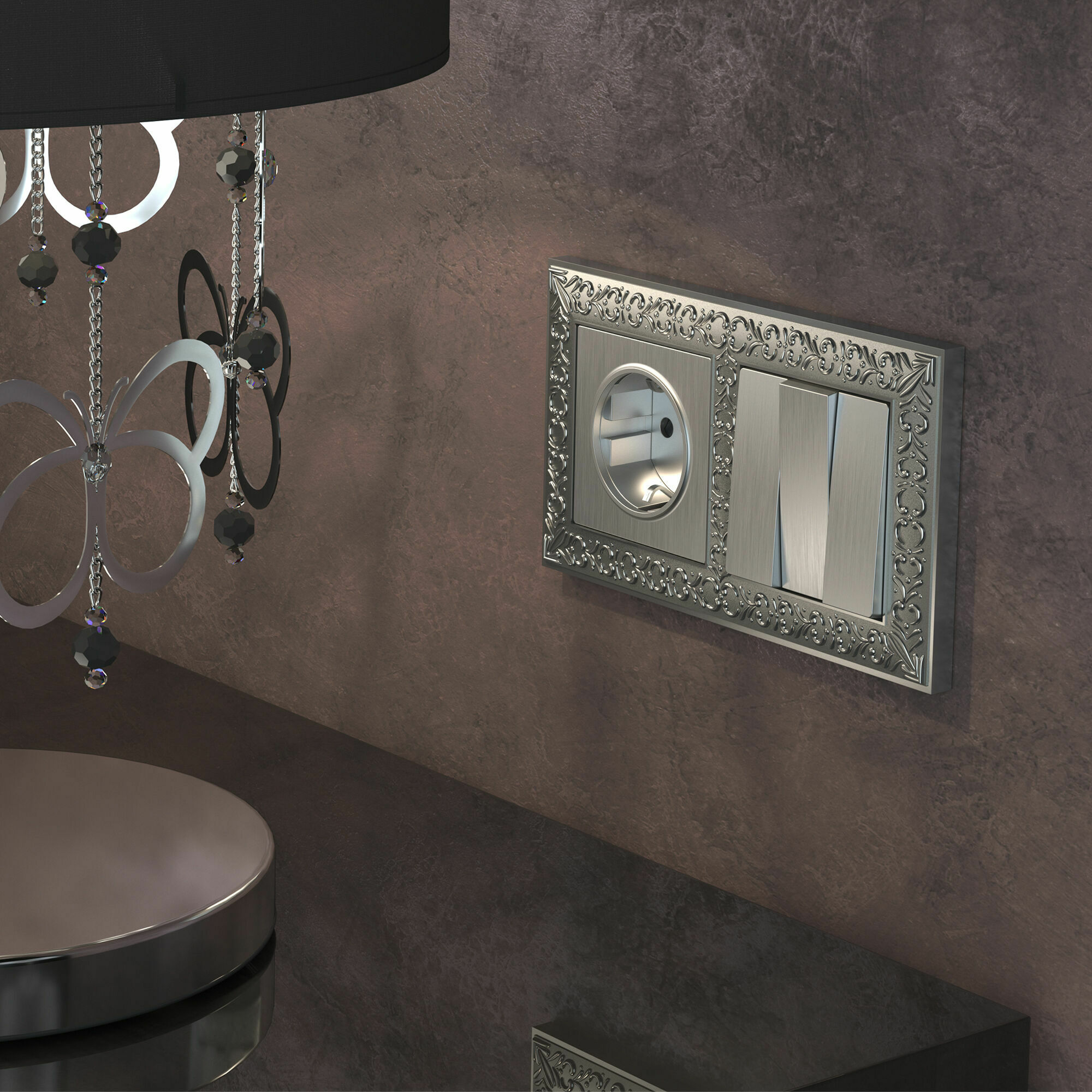 Изображение товара Набор клавиш для выключателя трехклавишного (cеребряный рифленый) W1139009 Werkel