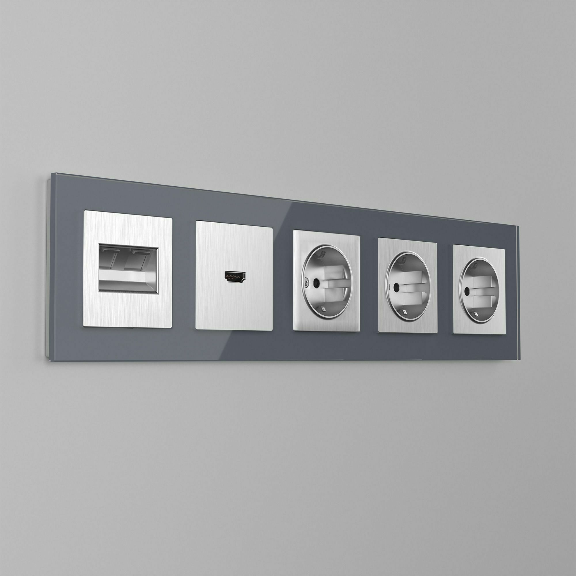 Изображение товара Розетка одинарная, с заземлением, без шторок, винтовой зажим, 16А (cеребряный рифленый) W1171009 Werkel