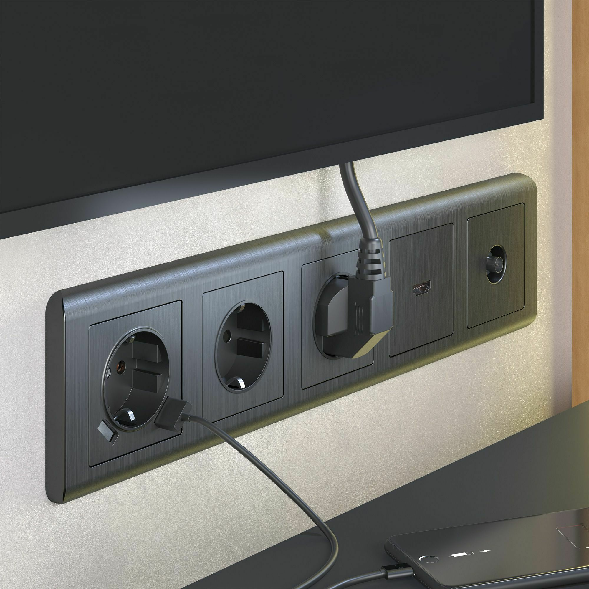 Изображение товара Накладка для розетки HDMI (графит рифленый) W1196004 Werkel