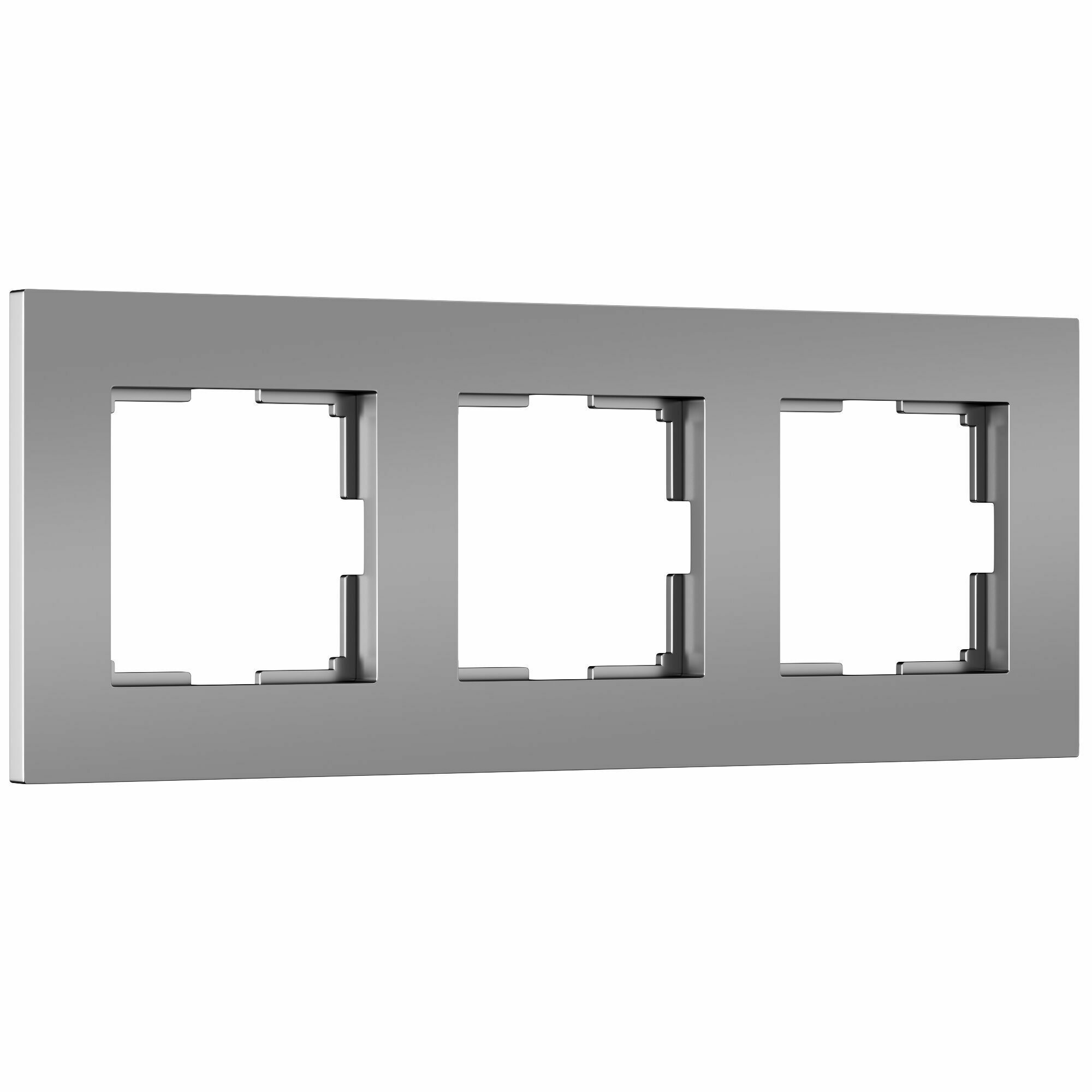 Изображение товара Рамка на 3 поста Slab (серебро софт) W0032965 Werkel