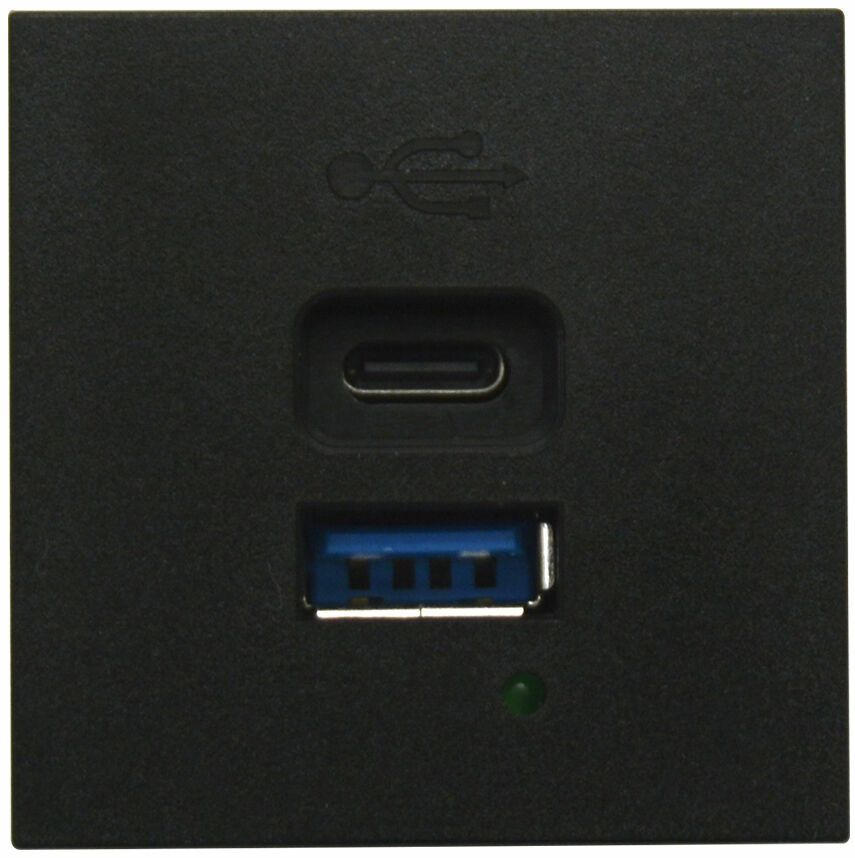 Изображение товара USB зарядное устройство, 3A , 65W, Type A + C, 2 мод., черн. матовая (45х45мм) Donel