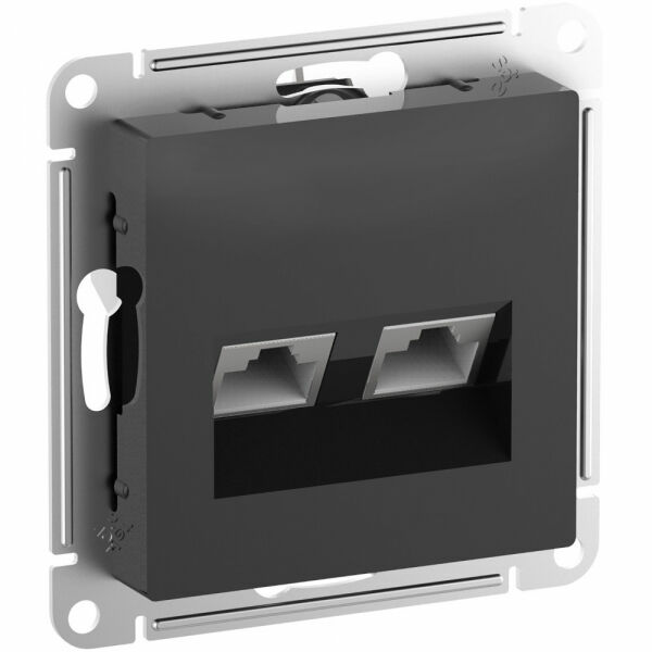 Изображение товара Розетка компьютерная, двойная RJ45+RJ45, кат.6А, механизм, Карбон, ATN001088 Atlas Design Schneider electric
