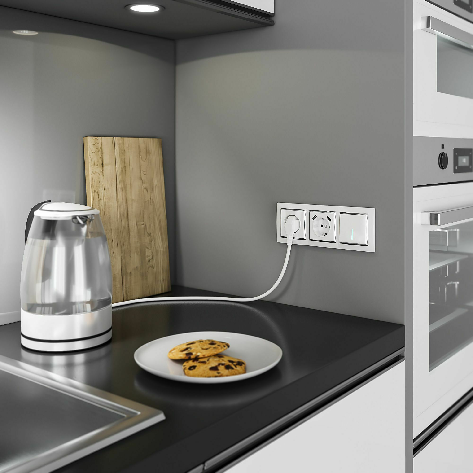 Изображение товара W0031901/ Рамка на 3 поста Snabb (белый/хром) Werkel