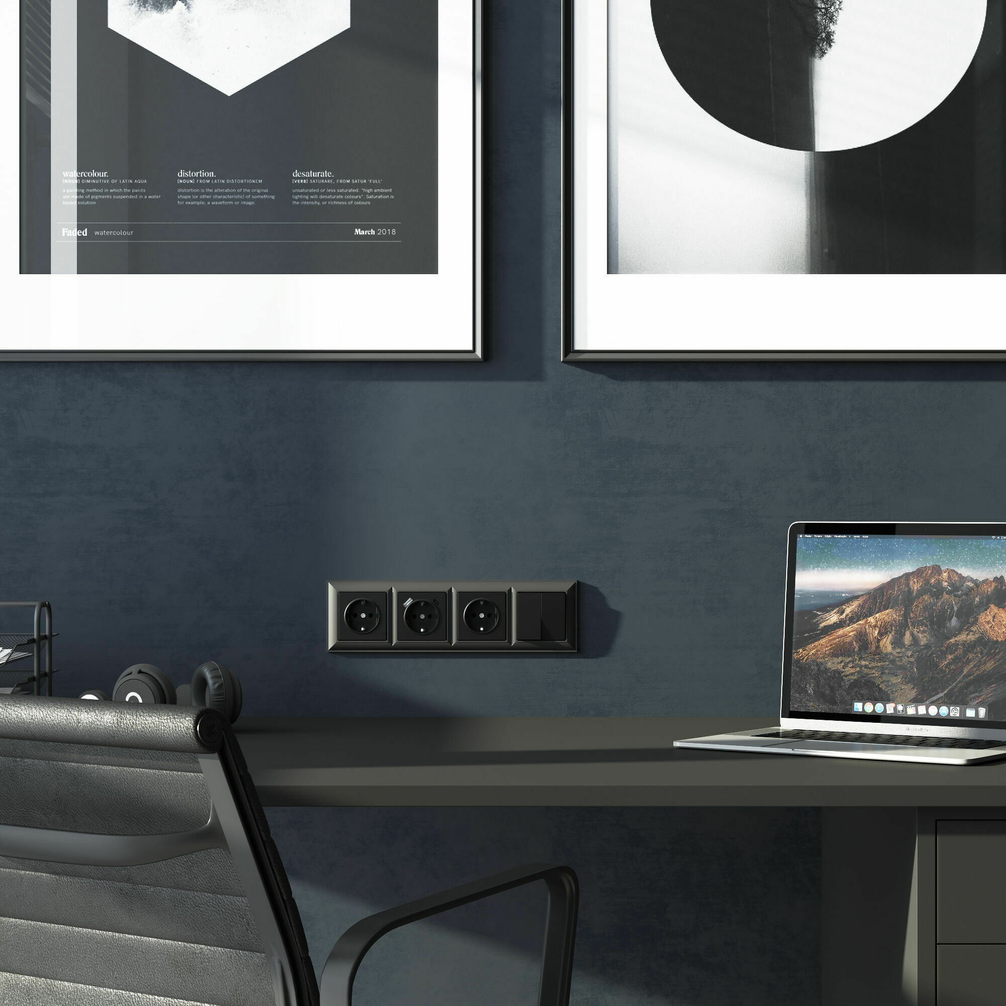 Изображение товара Выключатель двухклавишный проходной (чёрный матовый) W1122008 Werkel