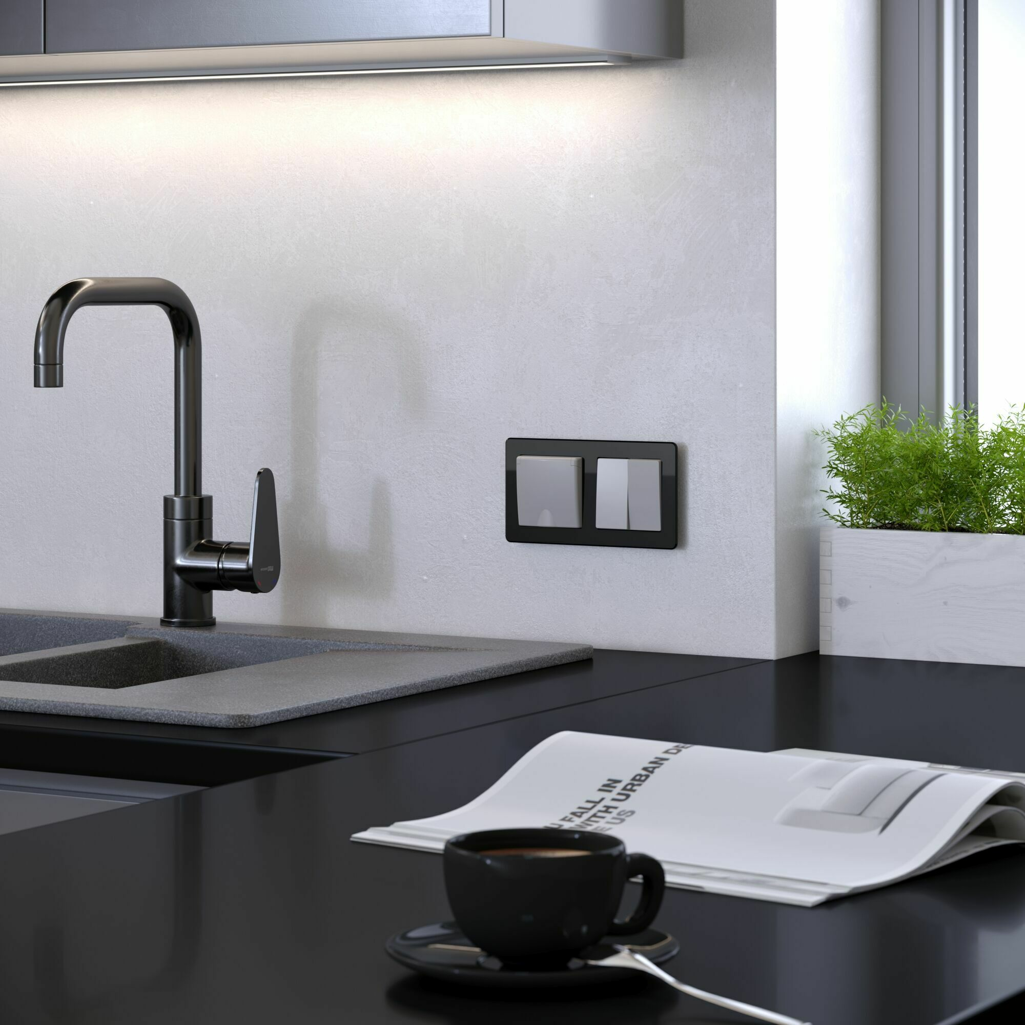 Изображение товара Рамка на 2 поста Acrylic чёрный W0022708 Werkel