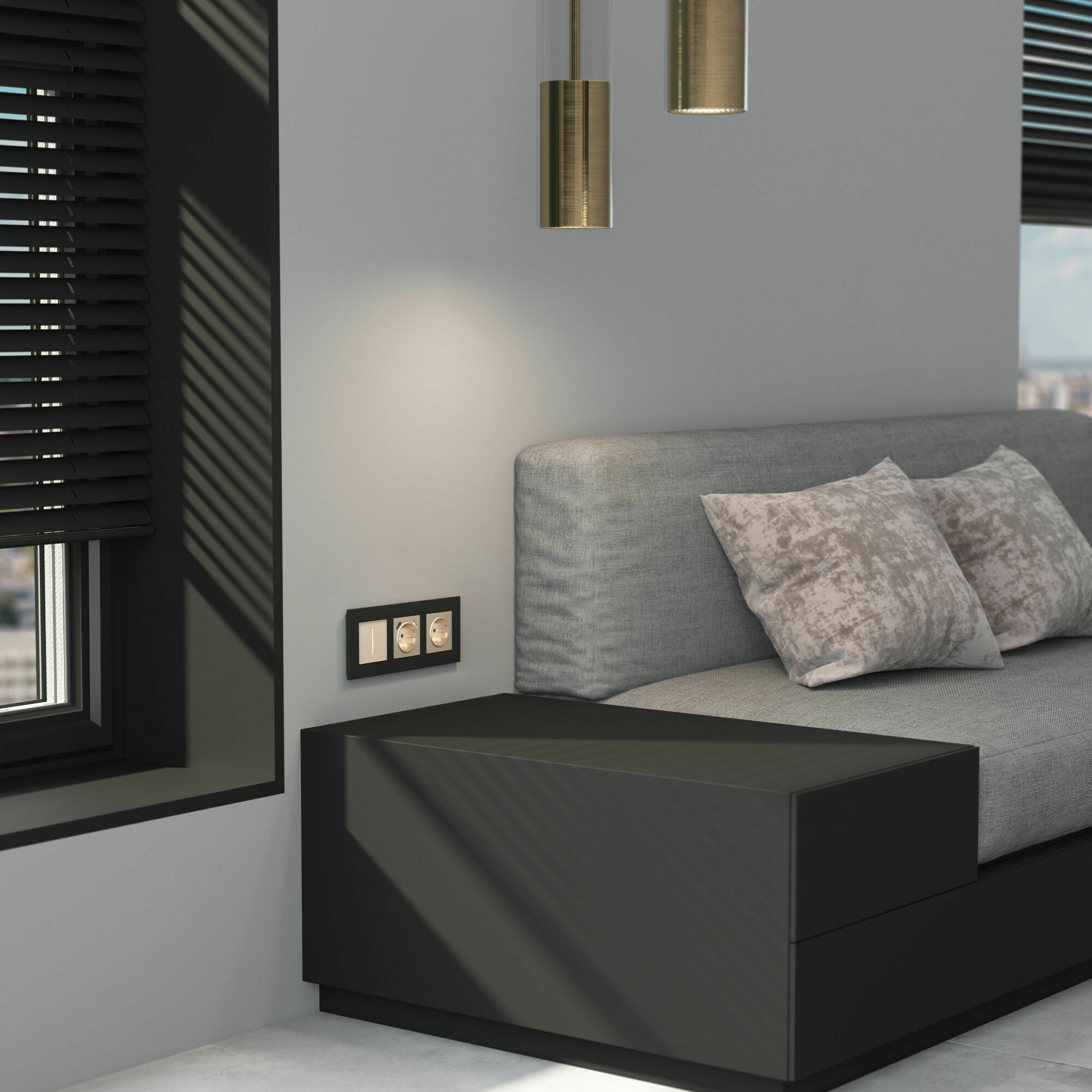 Изображение товара Рамка на 3 поста  AluMax (чёрный алюминий) W0033508 Werkel