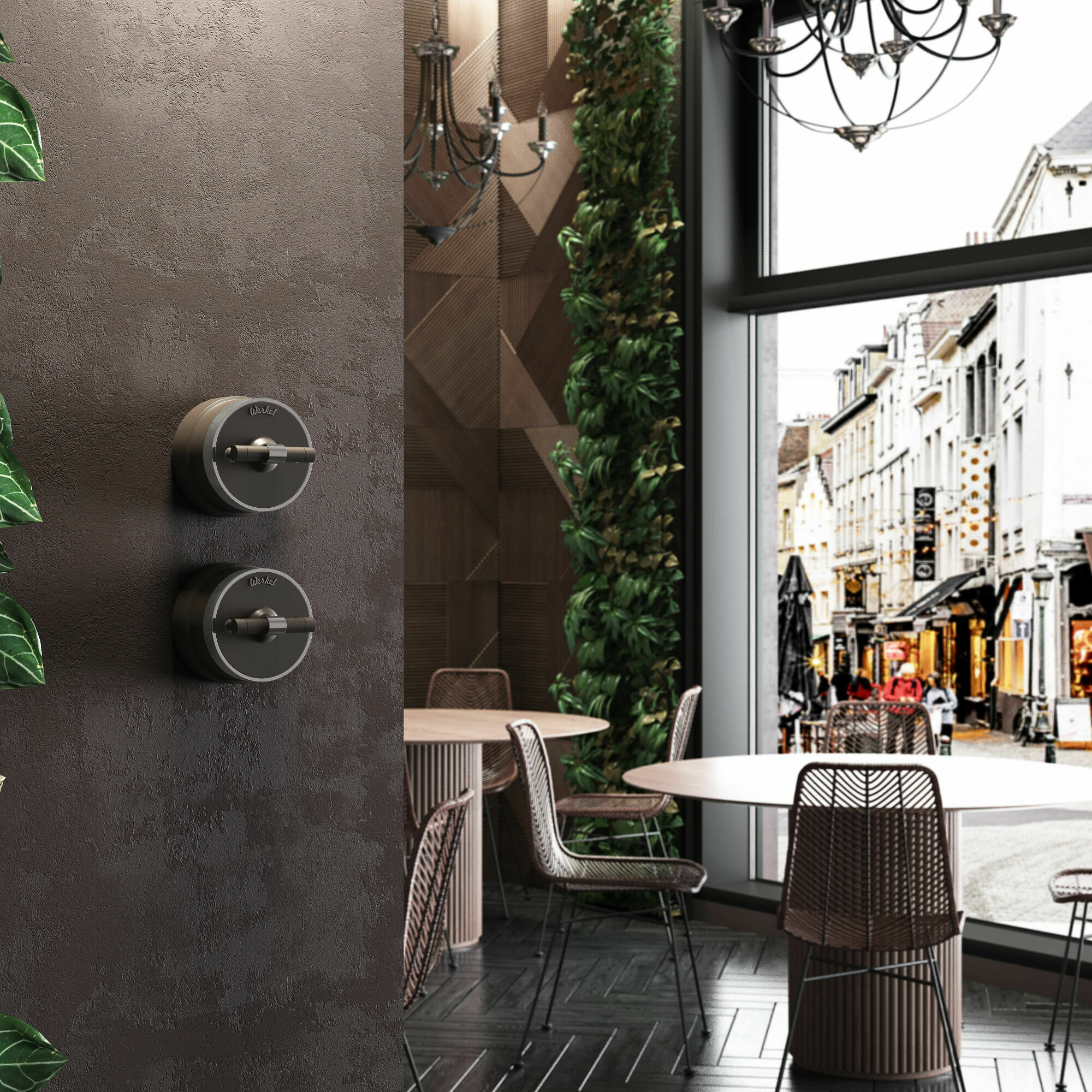 Изображение товара Выключатель на 4 положения двухклавишный (мокко матовый/хром) W5822052 Vintage Werkel