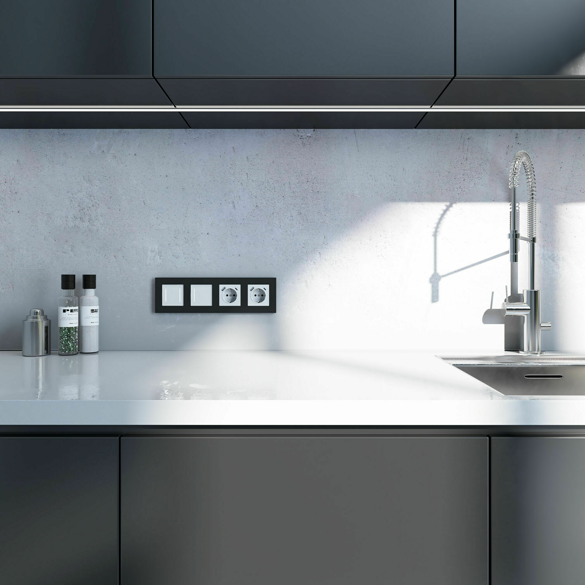 Изображение товара Рамка на 4 поста Slab (чёрный софт) W0042908 Werkel