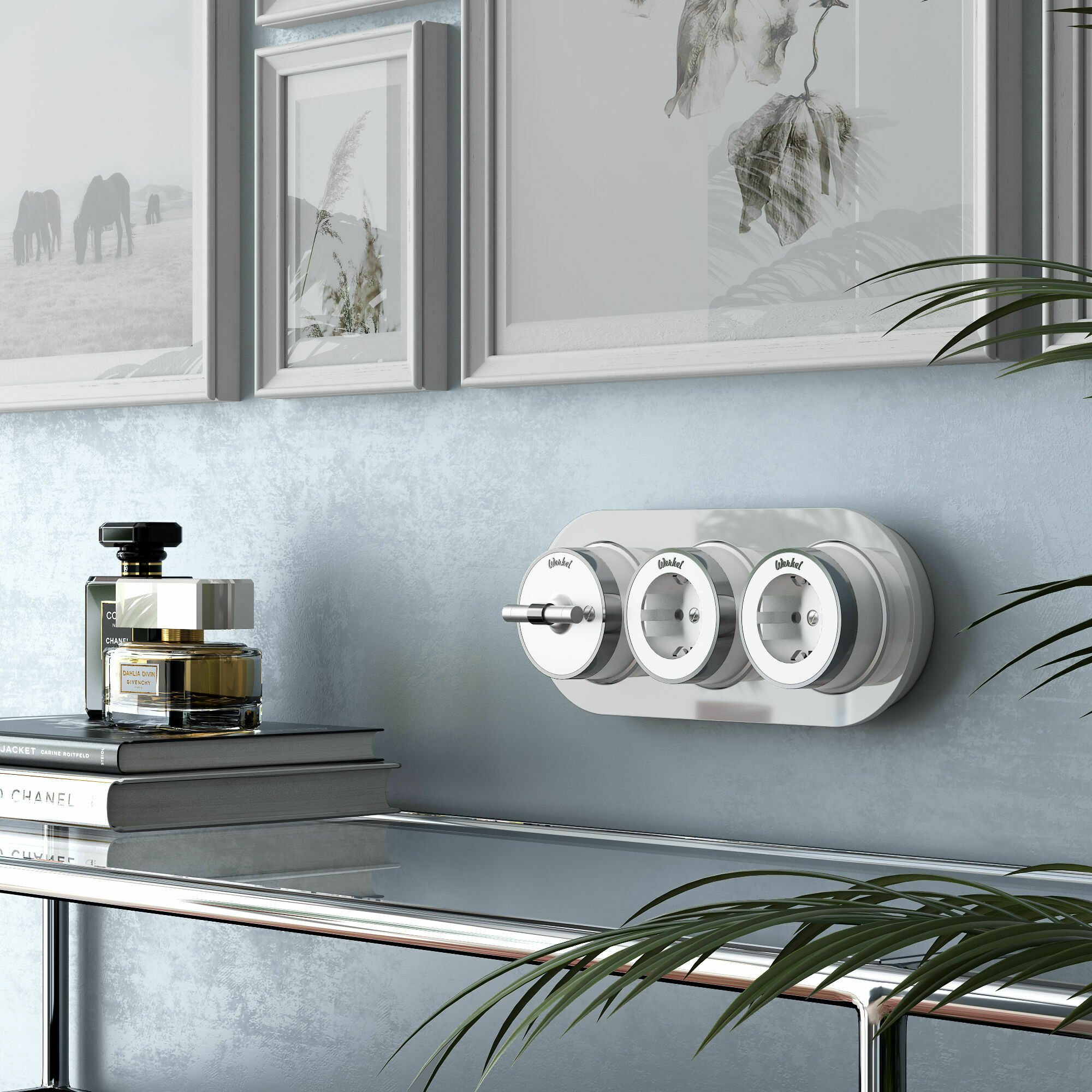 Изображение товара Розетка с заземлением (белый матовый/хром) W5871050 Vintage Werkel