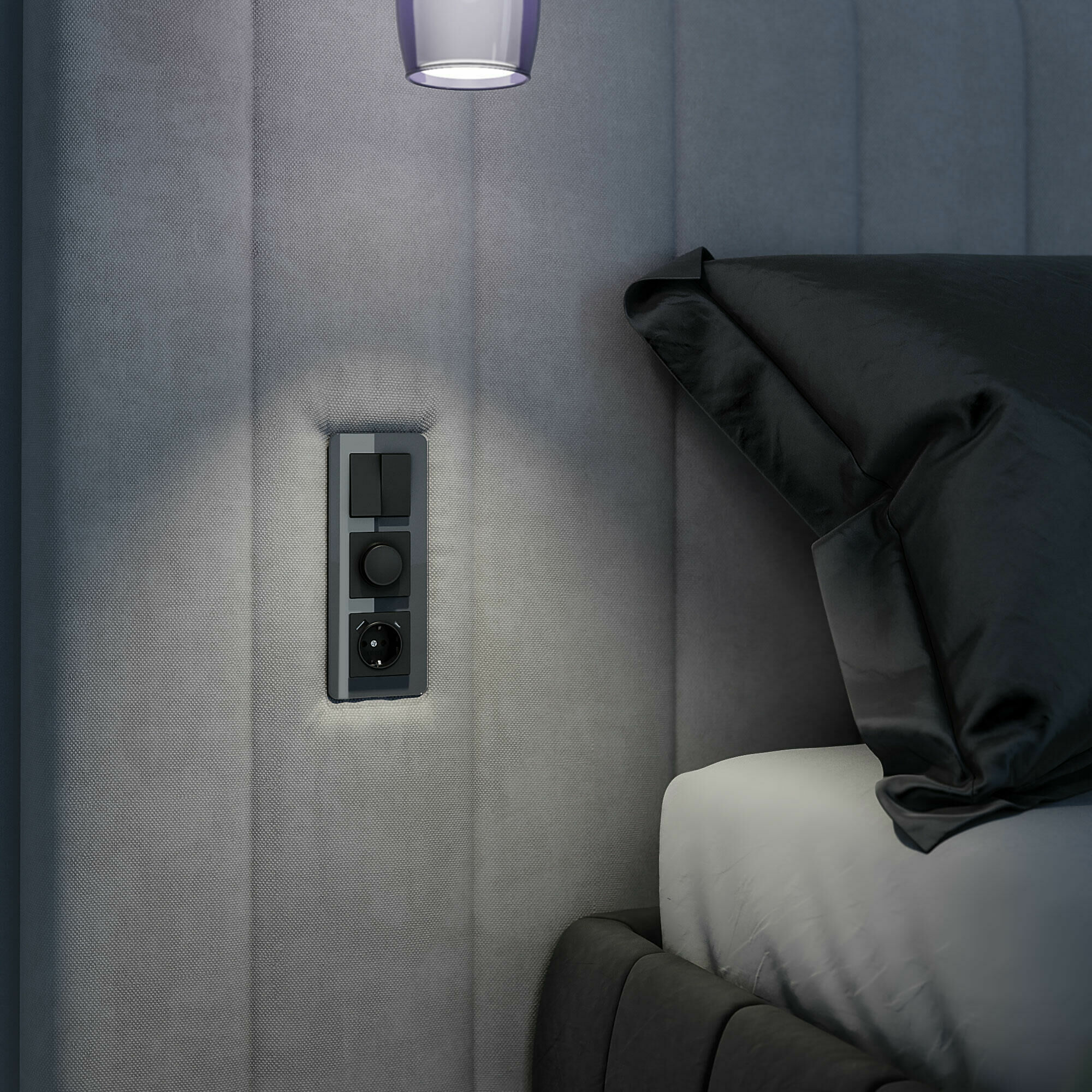 Изображение товара Рамка из стекла на 3 поста Elite графит W0032440 Werkel