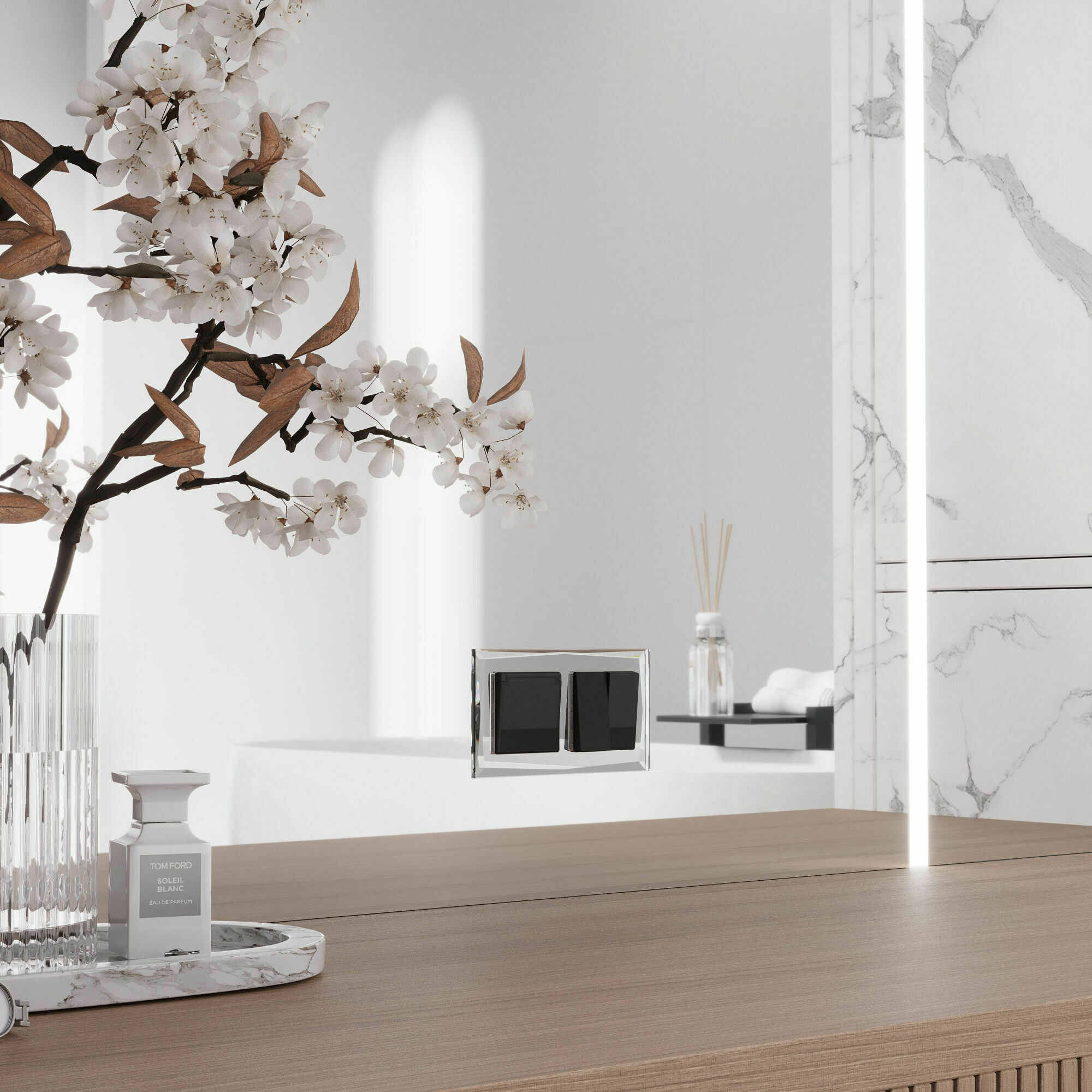 Изображение товара Выключатель двухклавишный (чёрный акрил) W1120048 Werkel