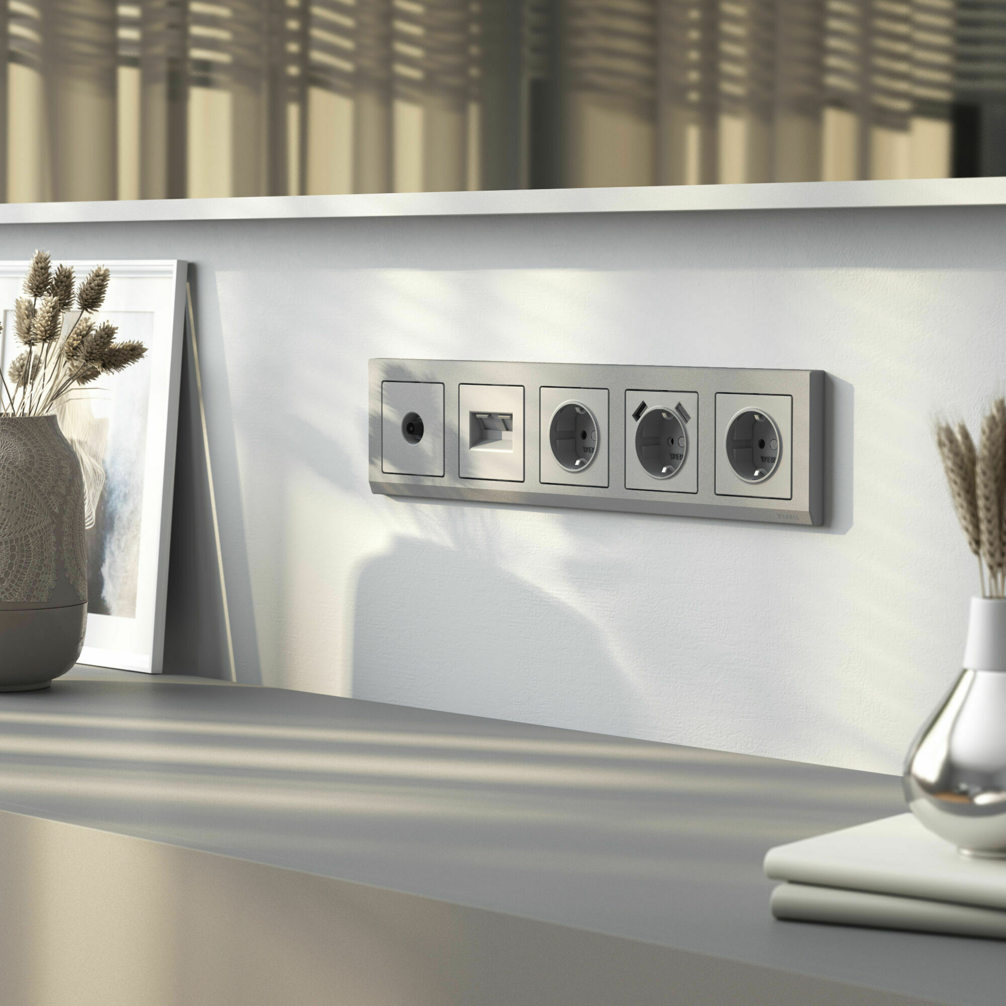 Изображение товара Накладка для двойной розетки Еthernet RJ-45, (серебряный матовый) W1191165 Werkel