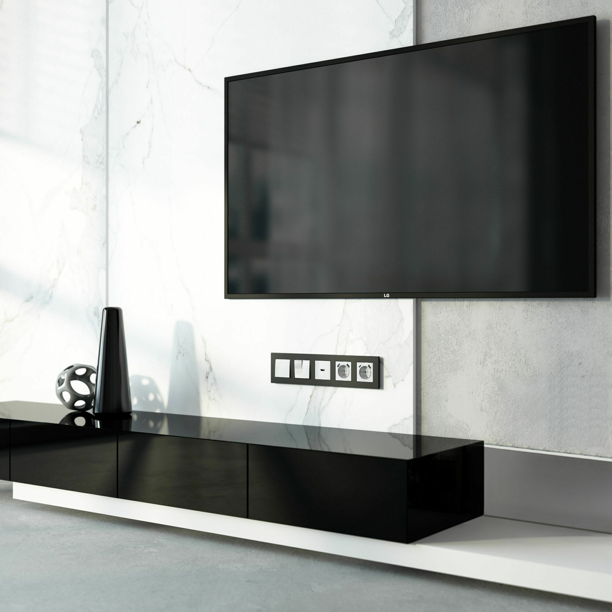 Изображение товара Рамка на 5 постов Slab (чёрный софт) W0052908 Werkel