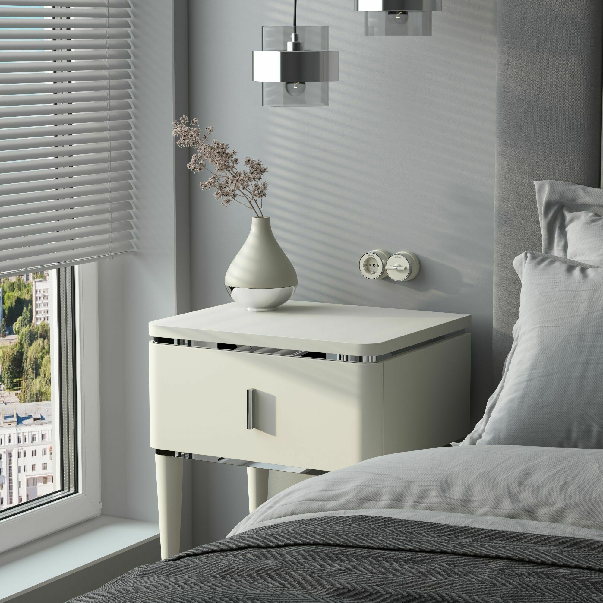 Изображение товара Розетка с заземлением (слоновая кость матовый/хром) W5871055 Vintage Werkel