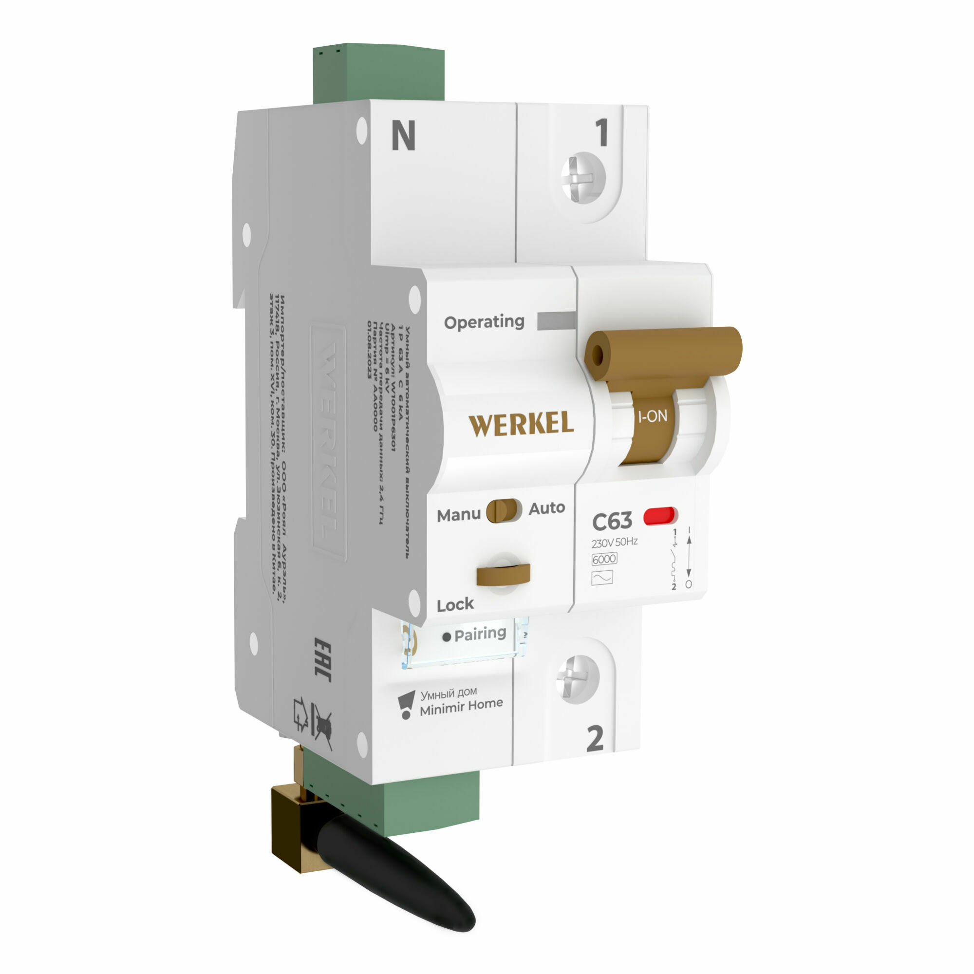 Изображение товара Умный автоматический выключатель 1 P 63 A C 6 kA W1001P6301 Minimir Home Werkel