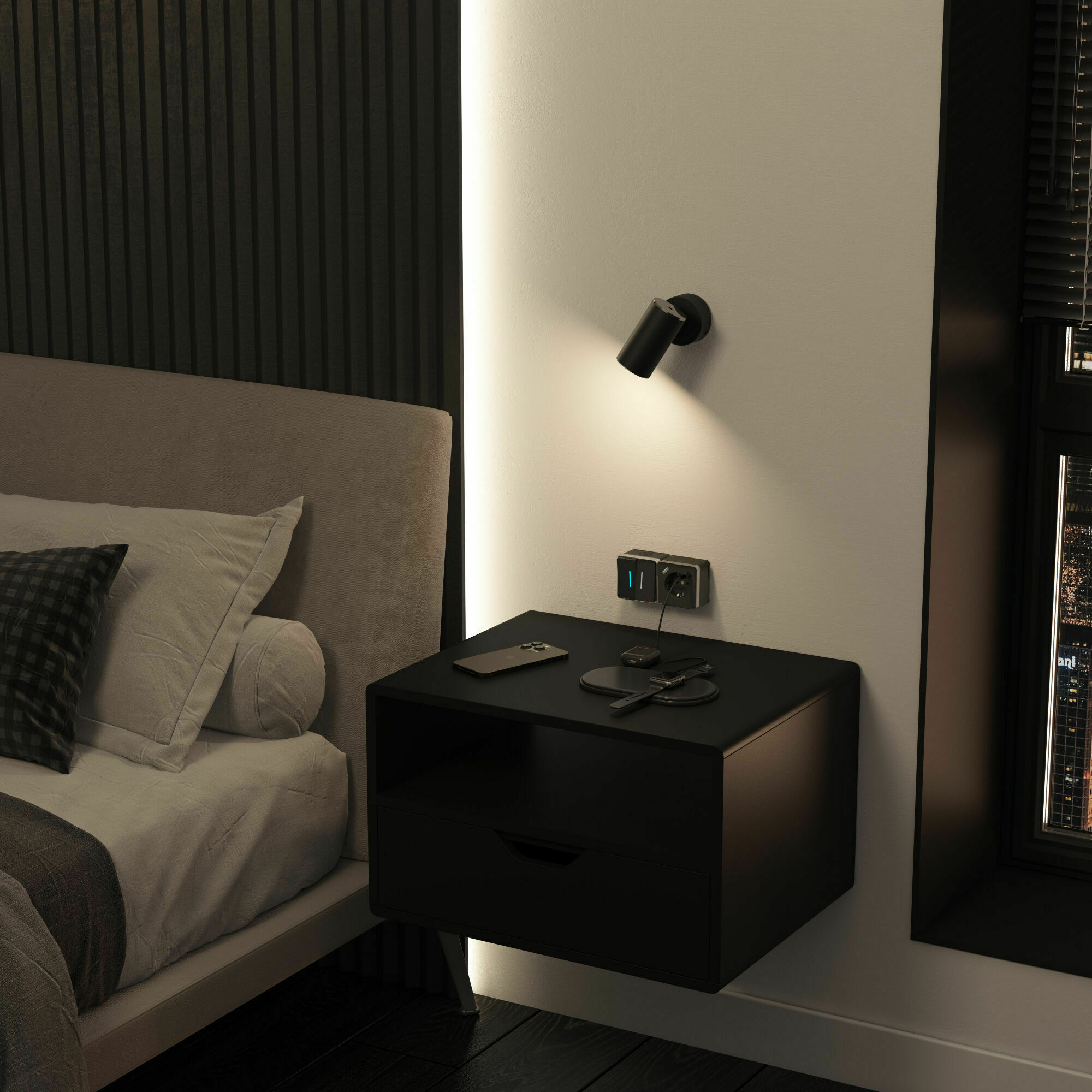 Изображение товара Розетка с заземлением, шторками и USB тип A+C (чёрный хром) W5071735 Gallant Werkel