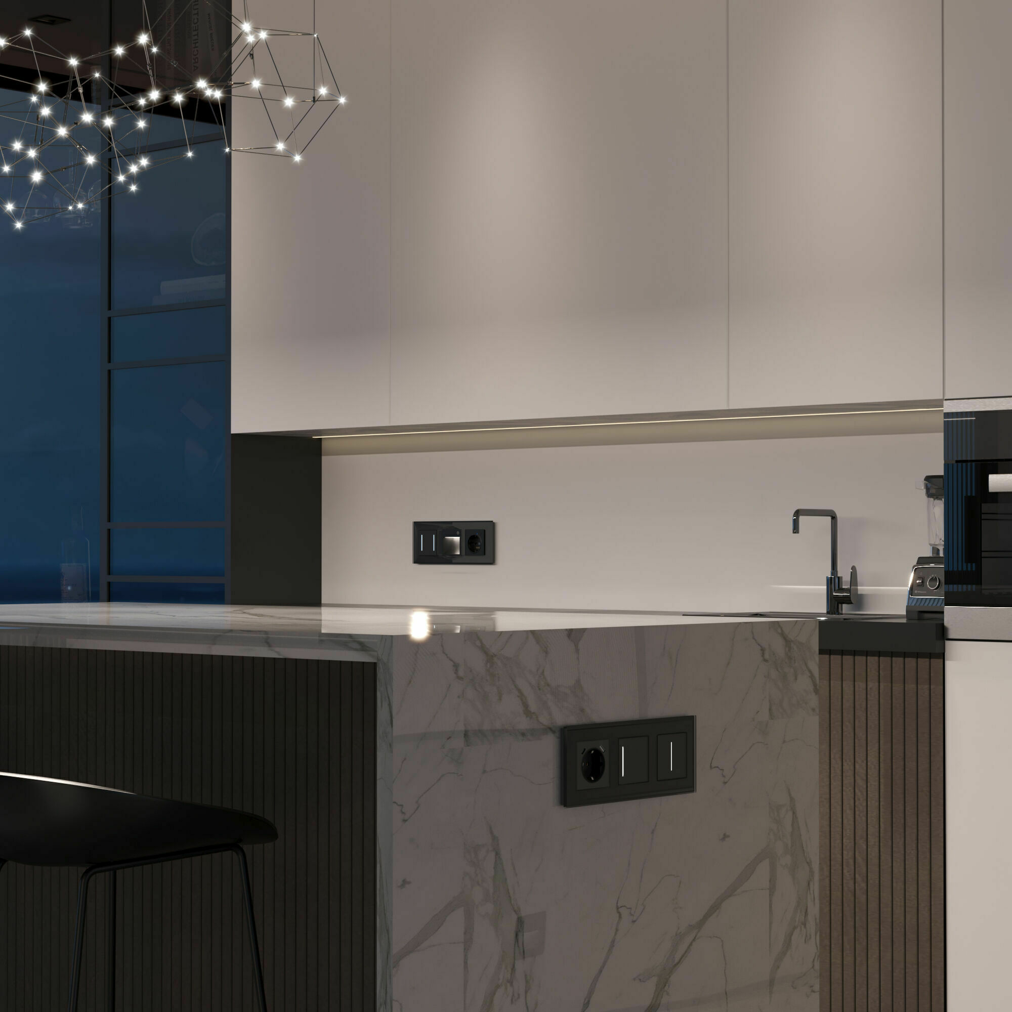 Изображение товара Умный сенсорный выключатель одноклавишный (чёрный) W4513008 Minimir Home Werkel