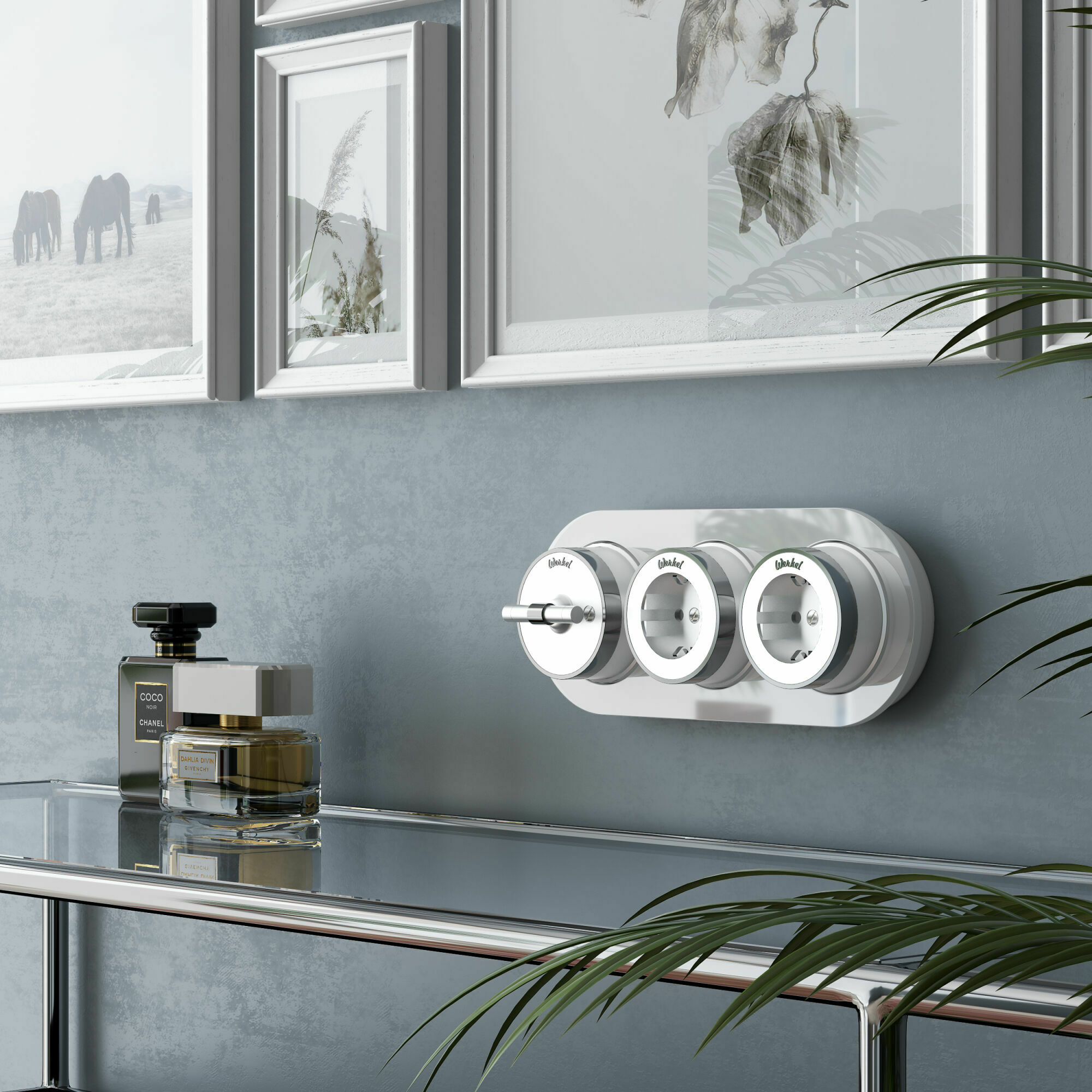 Изображение товара Переключатель/выключатель одноклавишный (белый матовый/хром)  W5812050 Vintage Werkel