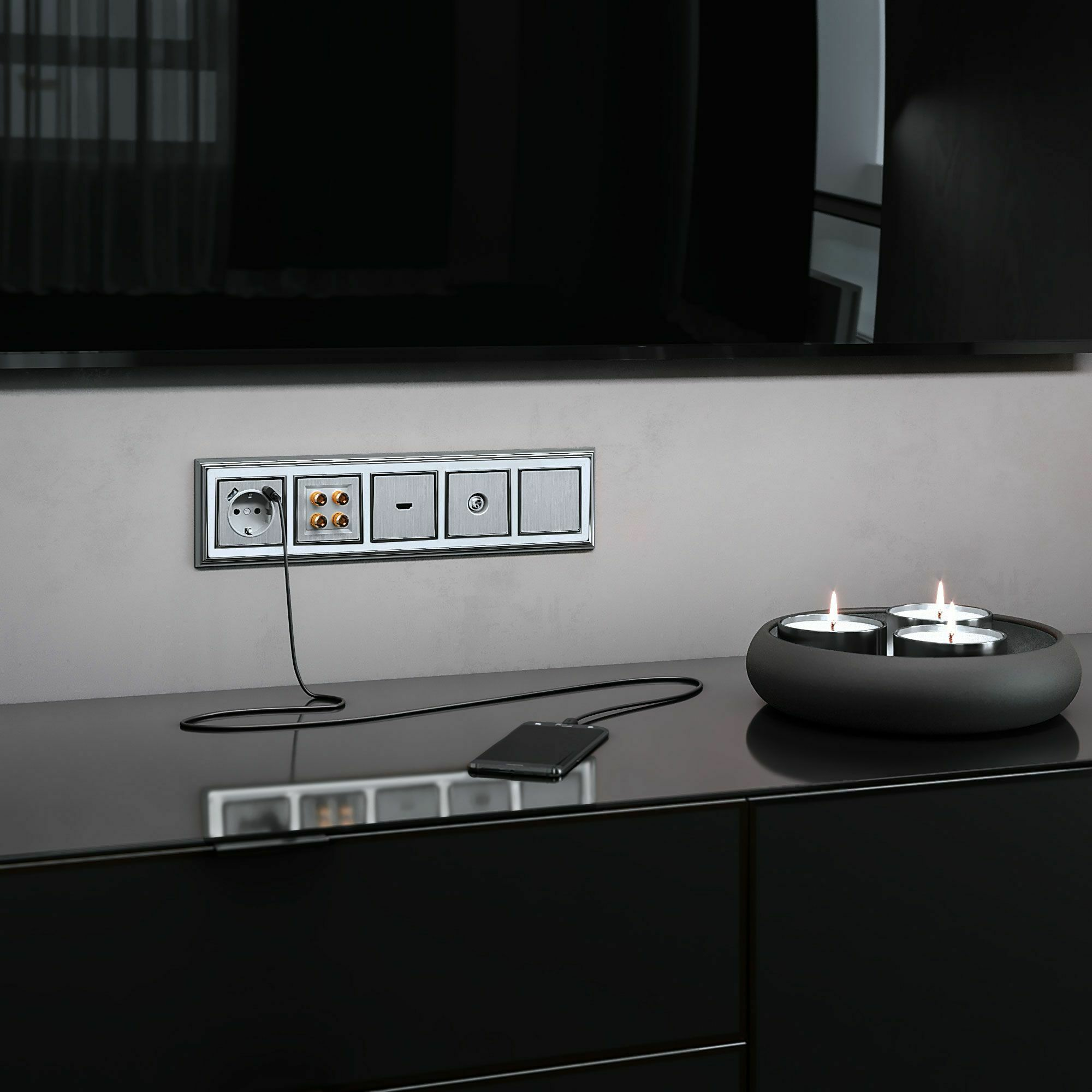 Изображение товара Акустическая розетка (cеребряный рифленый) W1185009 Werkel