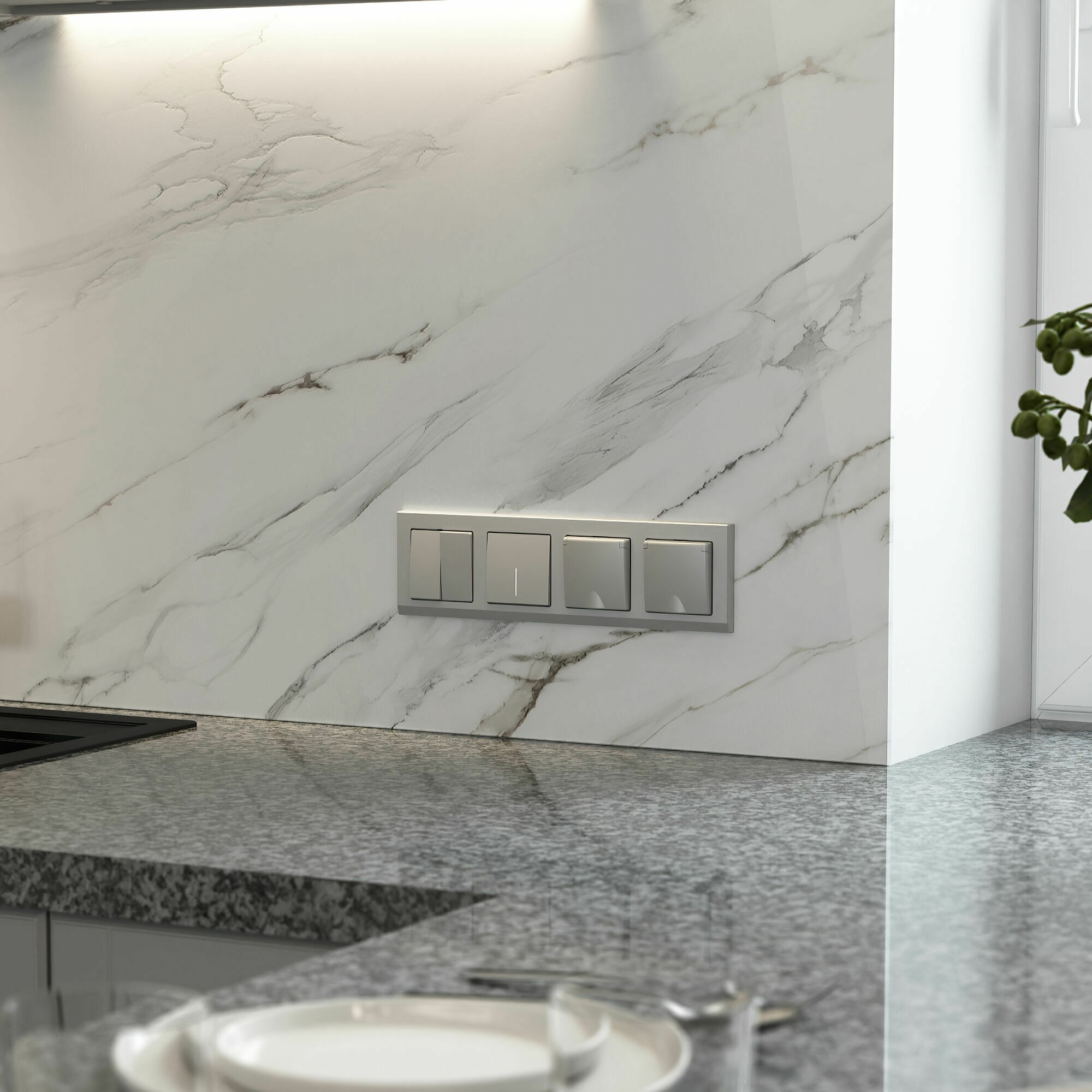 Изображение товара Выключатель одноклавишный с подсветкой (серебряный матовый) W1110165 Werkel