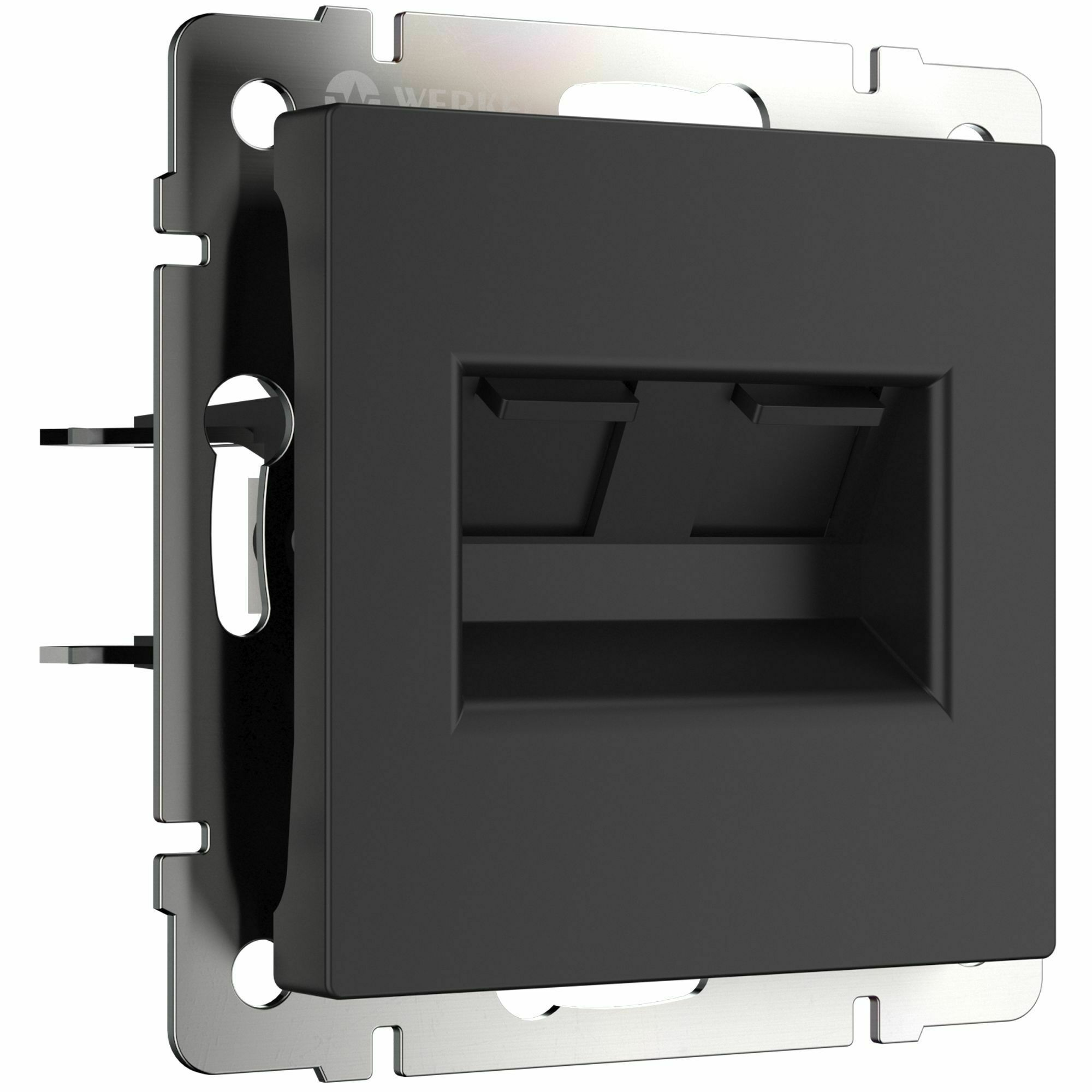 Изображение товара Розетка компьютерная, двойная Ethernet RJ-45, cat.5e (чёрный матовый) W1182208 Werkel