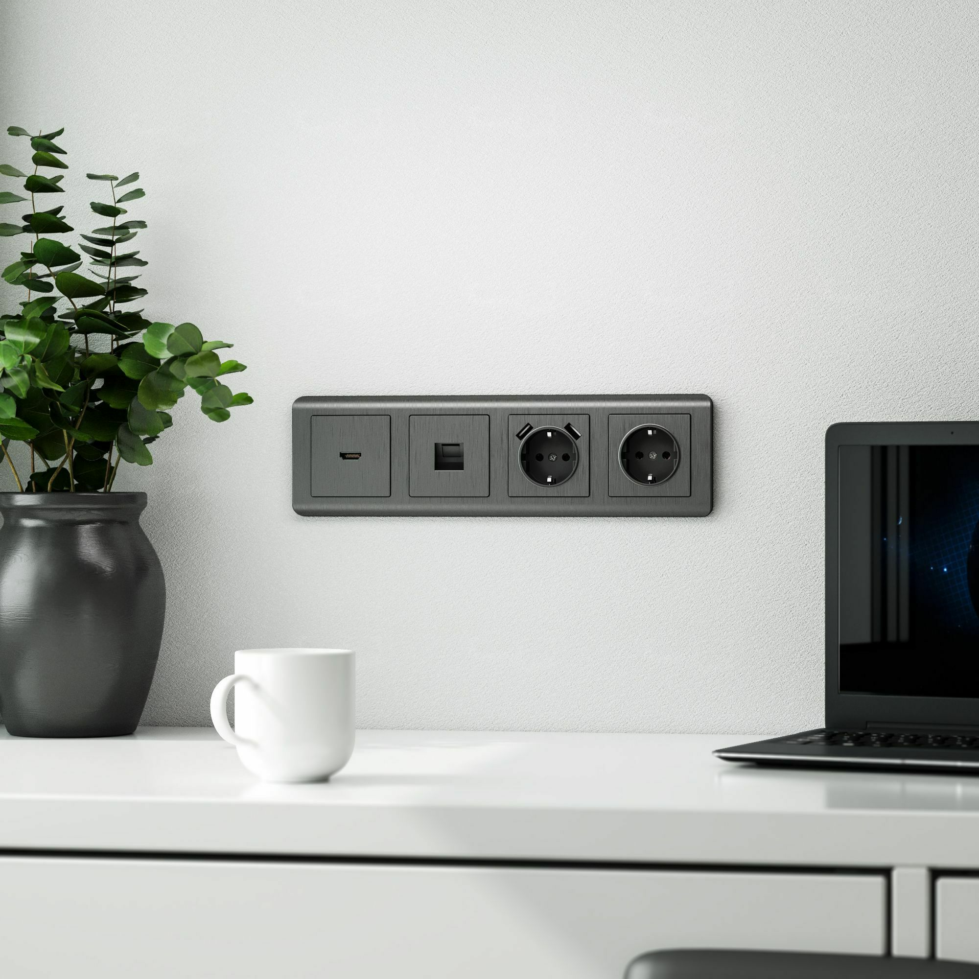 Изображение товара Накладка для розетки USB (графит рифленый) W1179504 Werkel