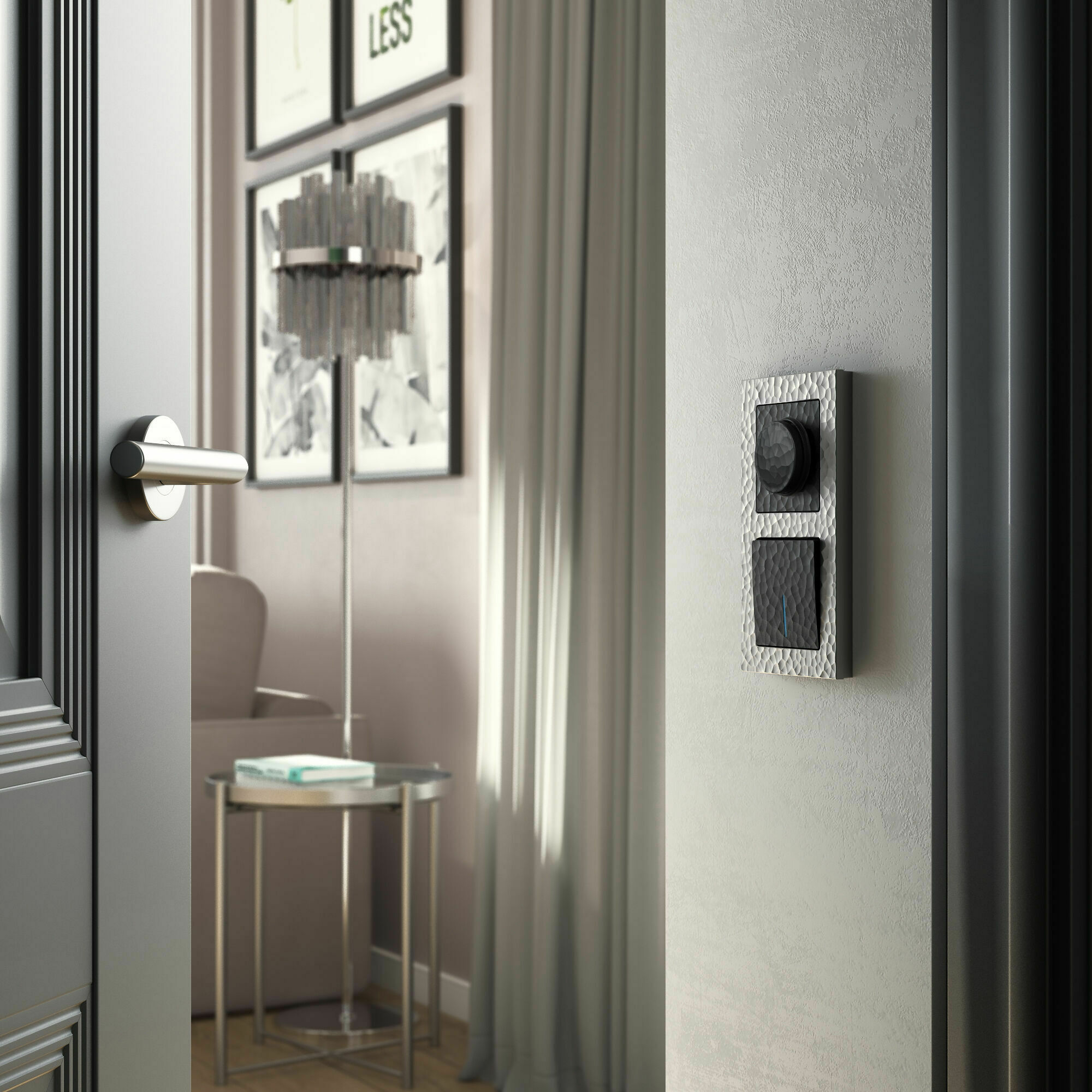 Изображение товара W1210108/ Выключатель одноклавишный с подсветкой (hammer чёрный) Werkel