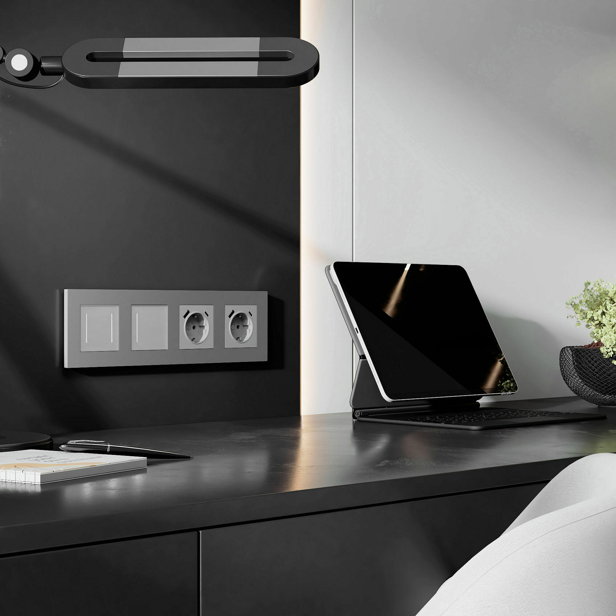 Изображение товара Рамка на 4 поста Slab (серебро софт) W0042965 Werkel