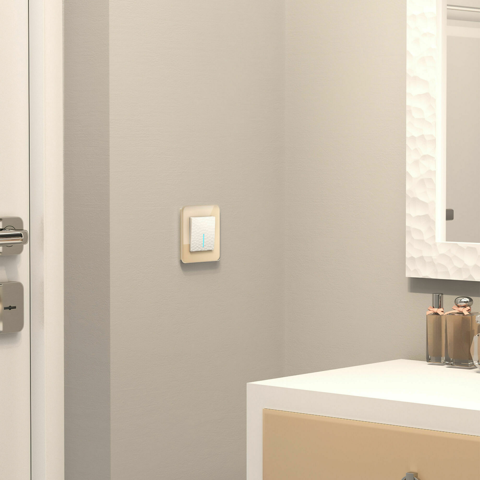 Изображение товара W1212101/ Выключатель одноклавишный проходной с подсветкой (hammer белый) Werkel