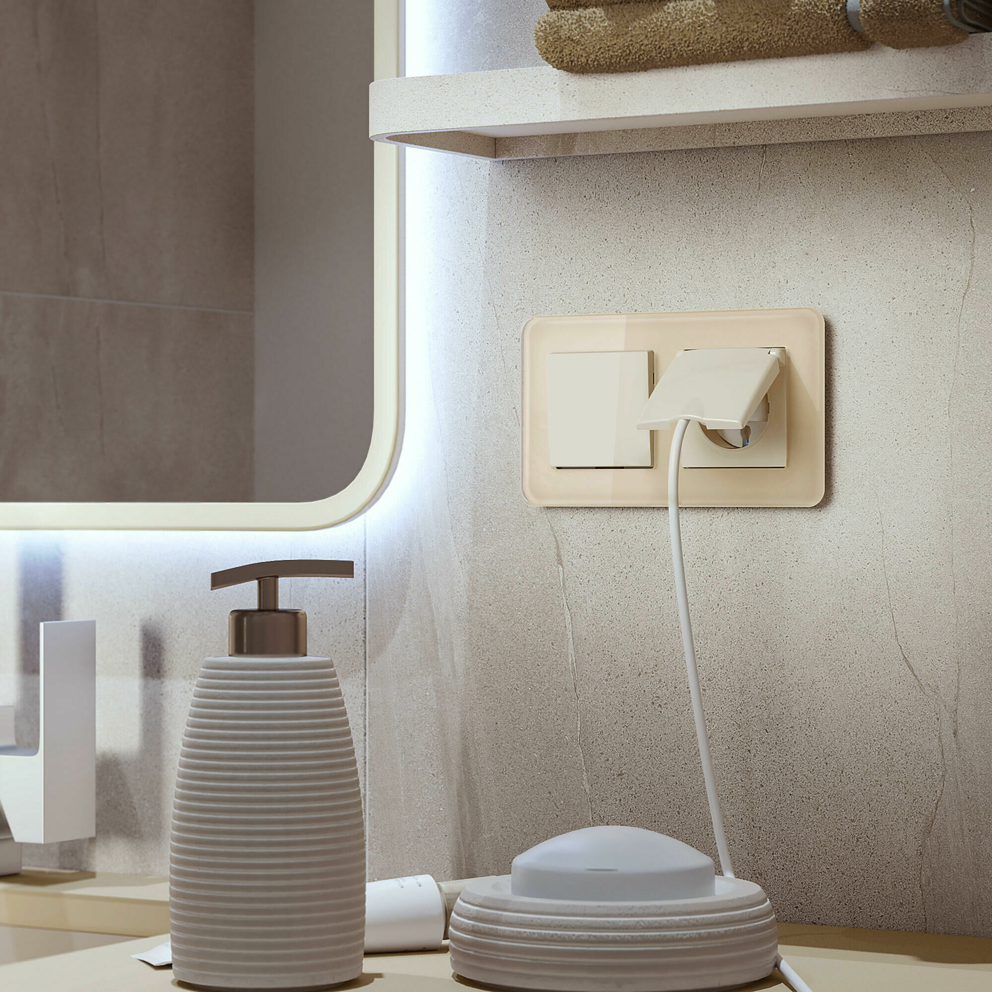 Изображение товара Рамка из стекла на 2 поста Elite айвори W0022443 Werkel