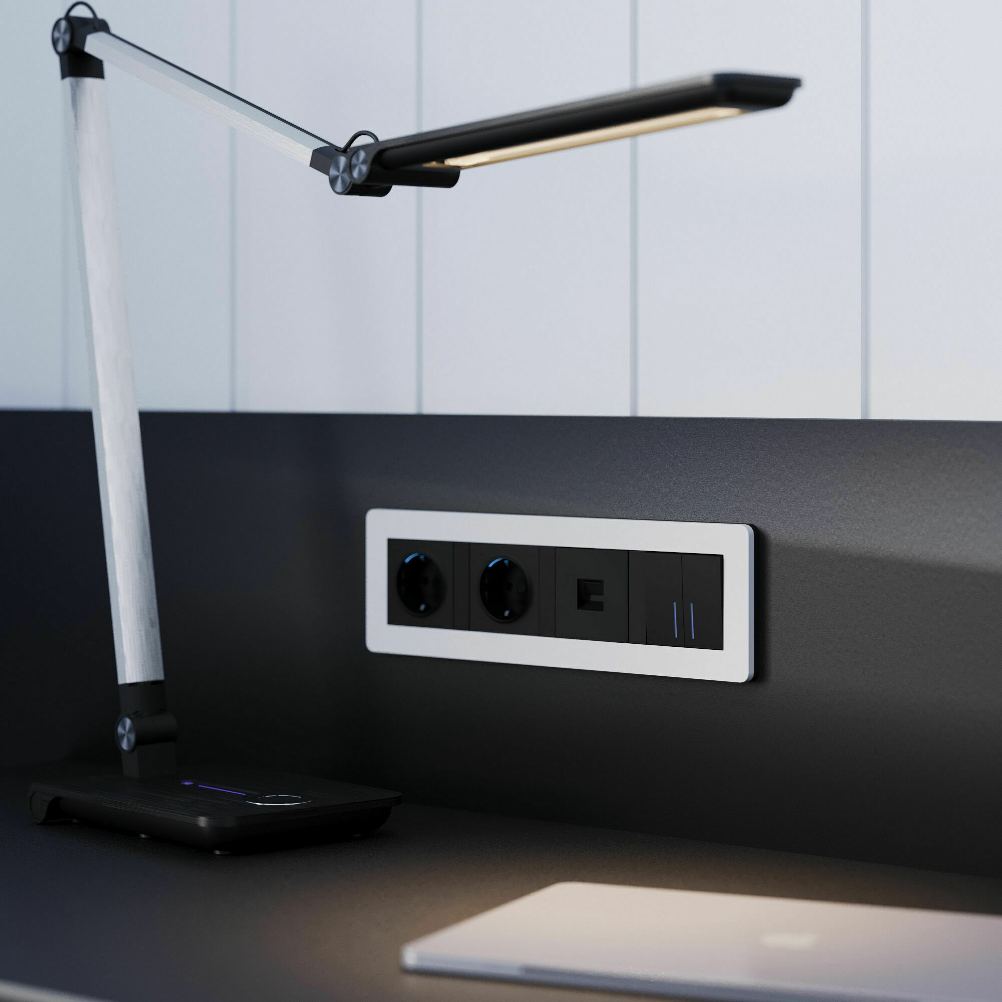 Изображение товара Рамка на 4 поста Split (белый/чёрный, soft-touch) W0043068 Werkel