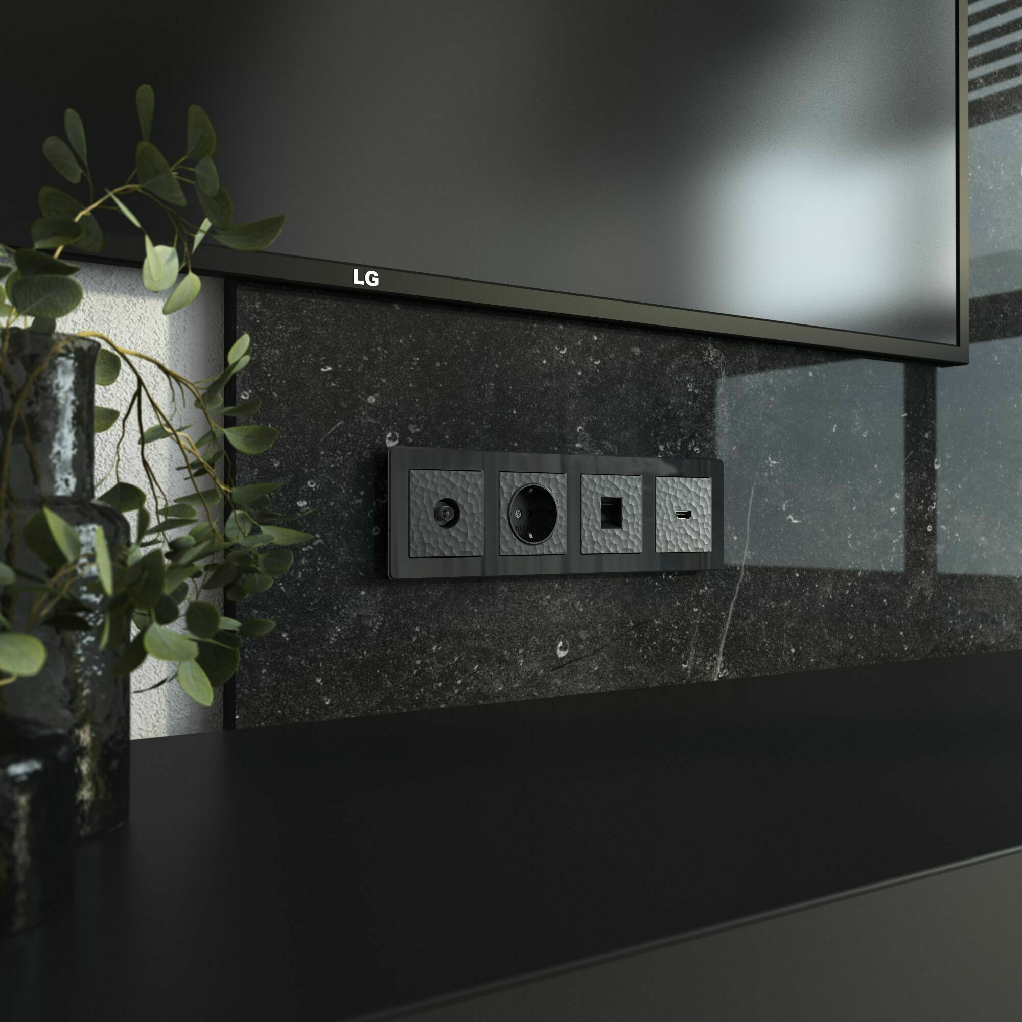 Изображение товара W1296008/ Накладка для розетки HDMI (hammer чёрный) Werkel