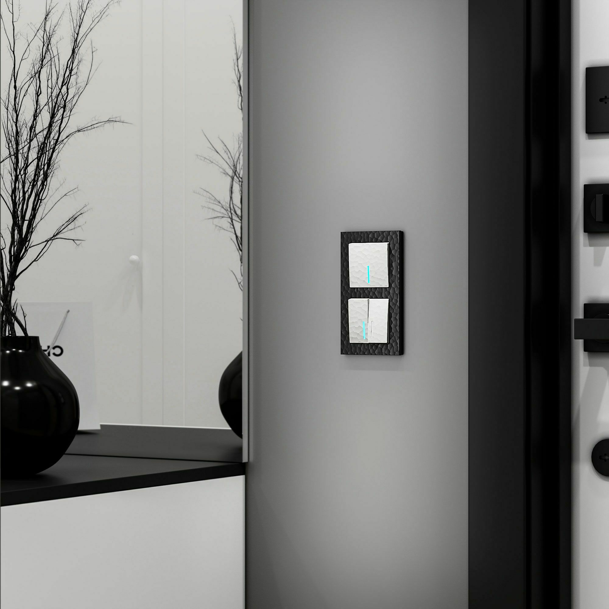 Изображение товара W1210101/ Выключатель одноклавишный с подсветкой (hammer белый) Werkel