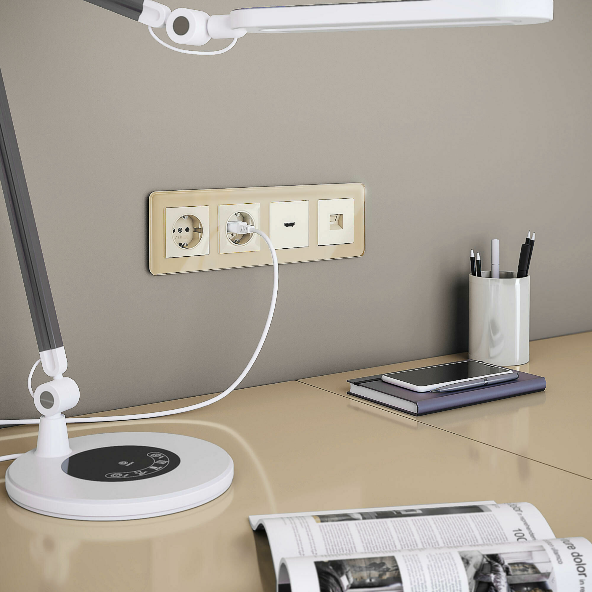 Изображение товара Рамка из стекла на 4 поста Elite айвори W0042443 Werkel