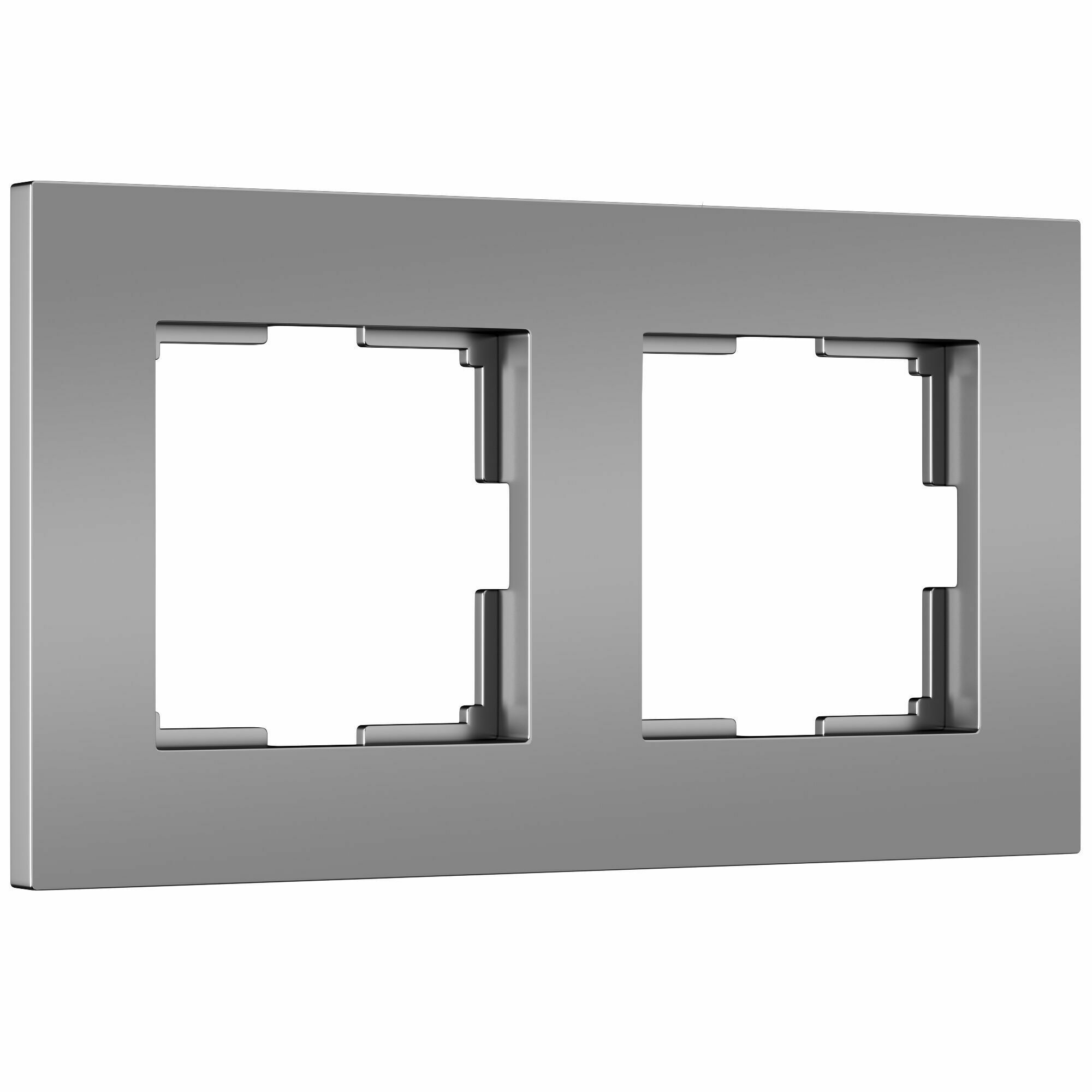 Изображение товара Рамка на 2 поста Slab (серебро софт) W0022965 Werkel