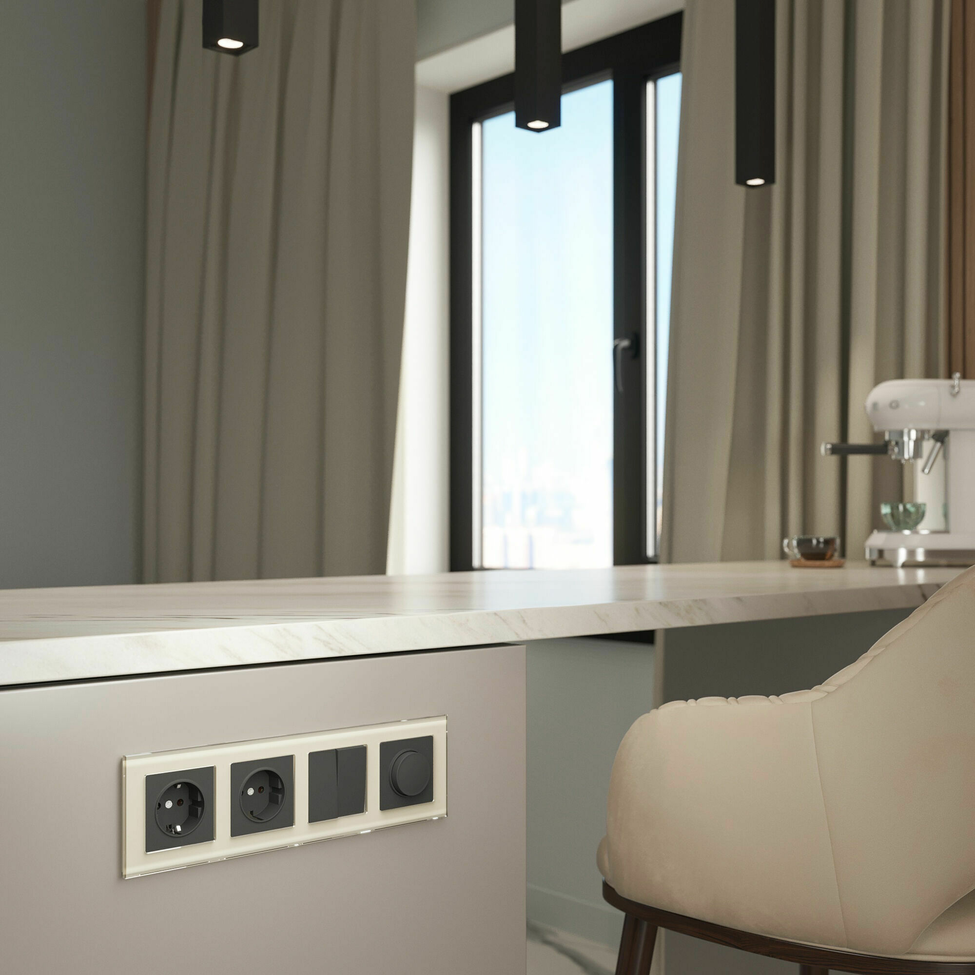 Изображение товара Рамка на 4 поста Favorit (молочный, стекло) W0041141 Werkel