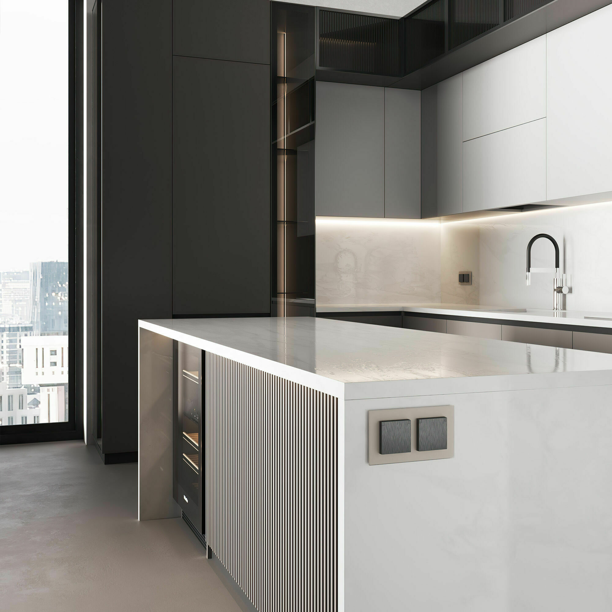 Изображение товара Розетка одинарная, с заземлением, шторками и крышкой (графит рифленый) W1171204 Werkel