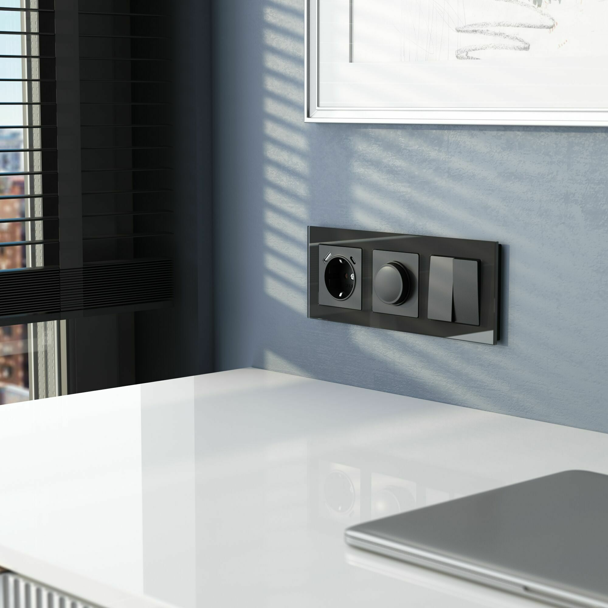 Изображение товара Рамка на 3 поста Favorit (чёрный) W0031108 Werkel